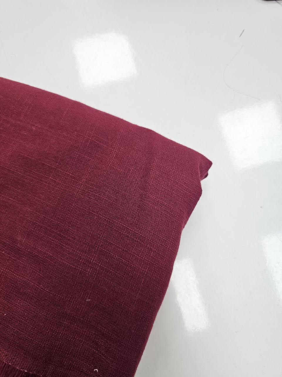 Giyimlik Bordo Renk Keten Kumaş