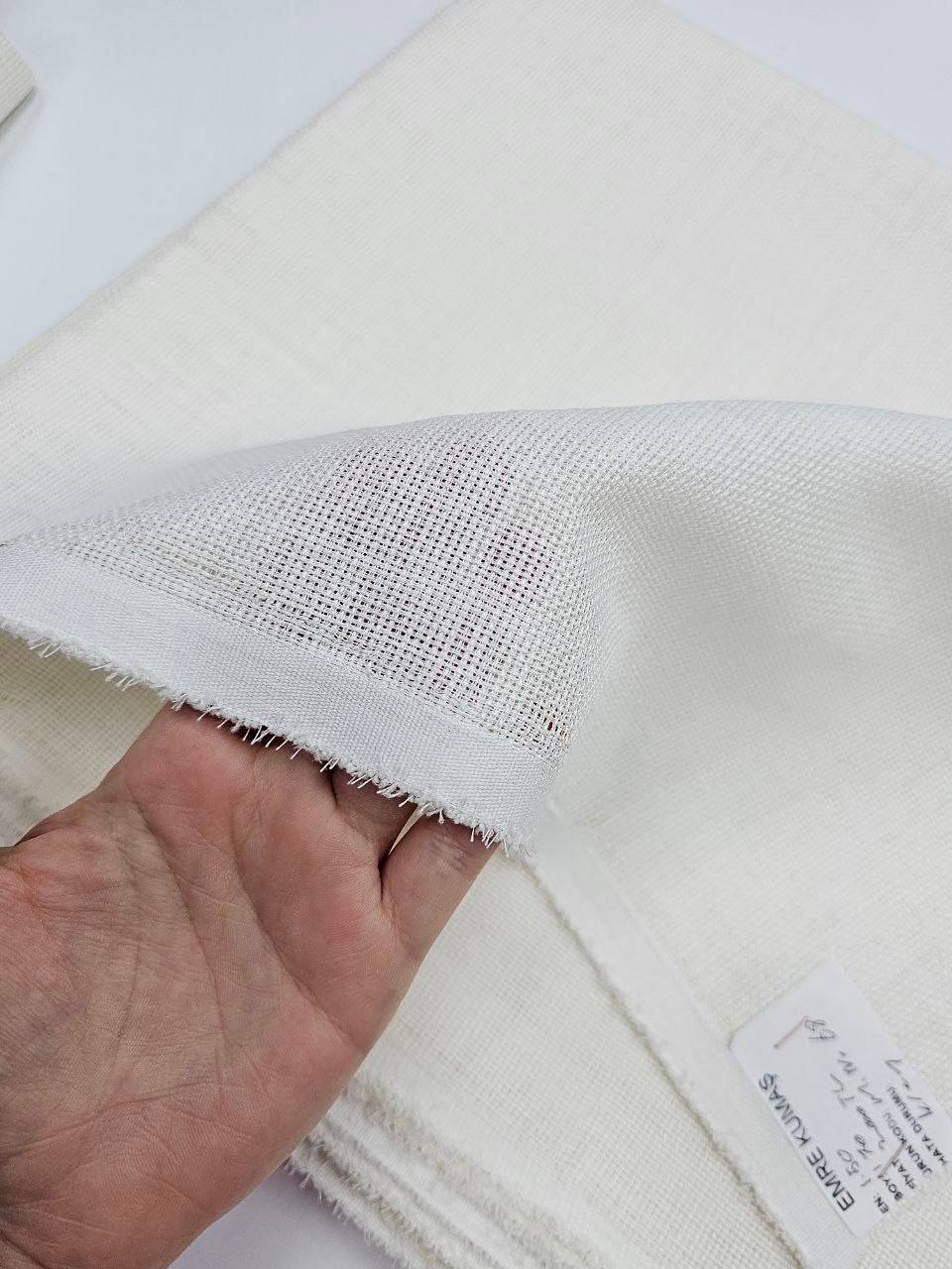 Krem Renk Simsiz Linen Kumaş