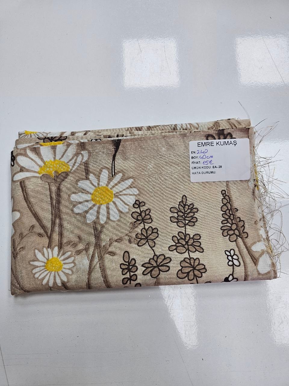 Kapuçino Papatya Desenli Nevresimlik Poplin Kumaş