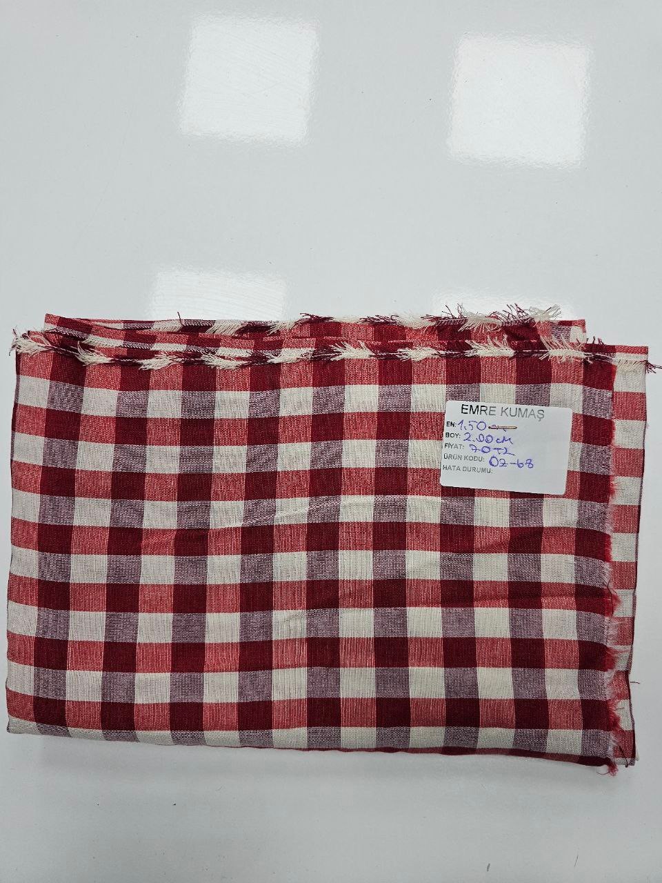 Kırmızı Kareli Zefir Kumaş