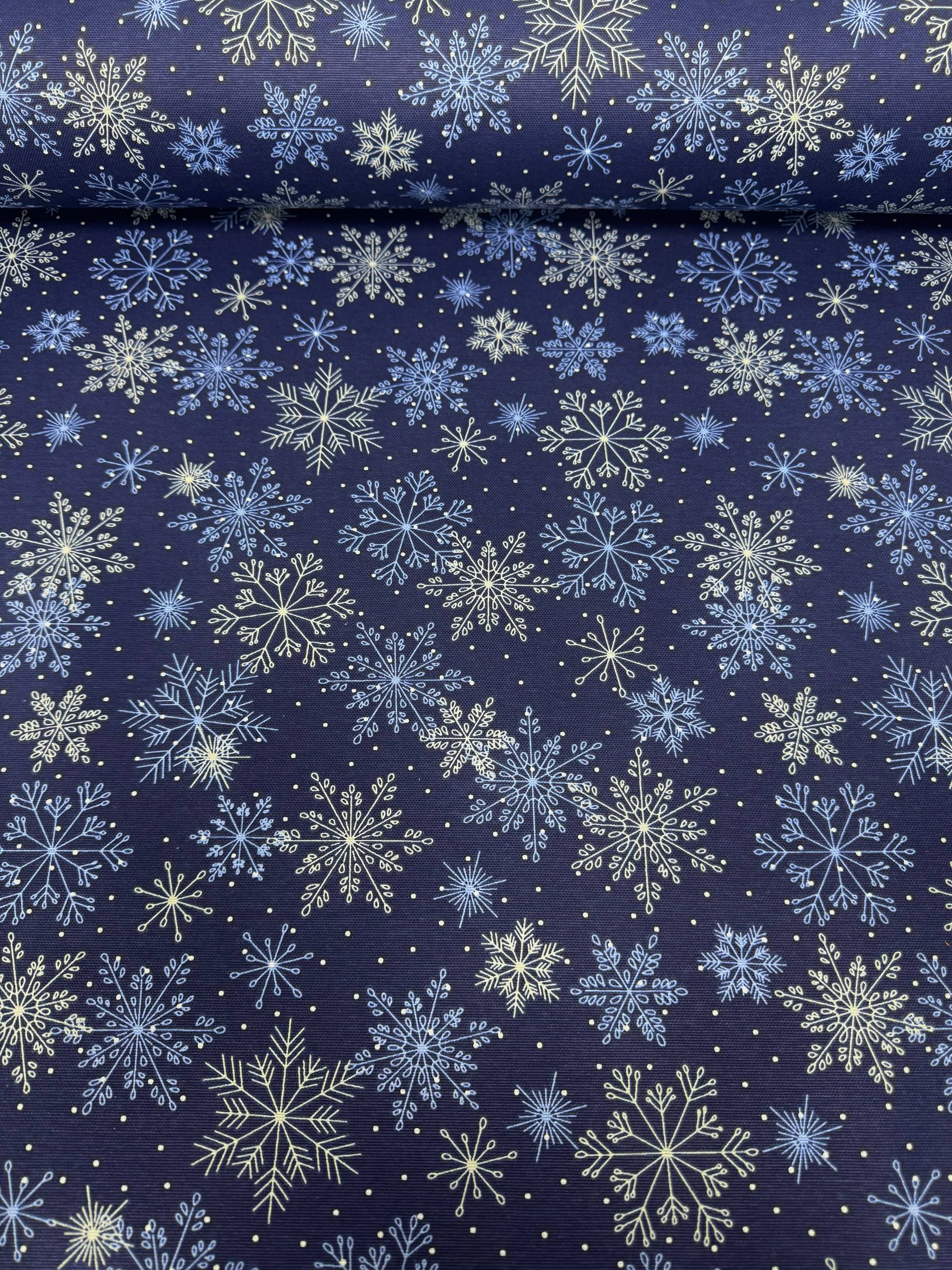 Çam Ağacı Desenli Duck Kumaş - Duck Bezi - Mavi