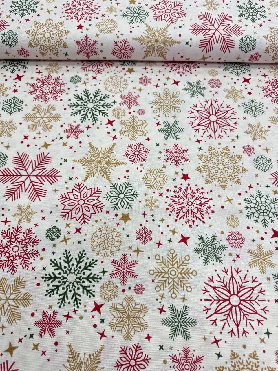 Snowflake Patterned Duck Fabric - Duck Cloth