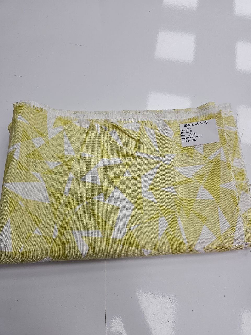 Green Triangle Patterned Duck Fabric