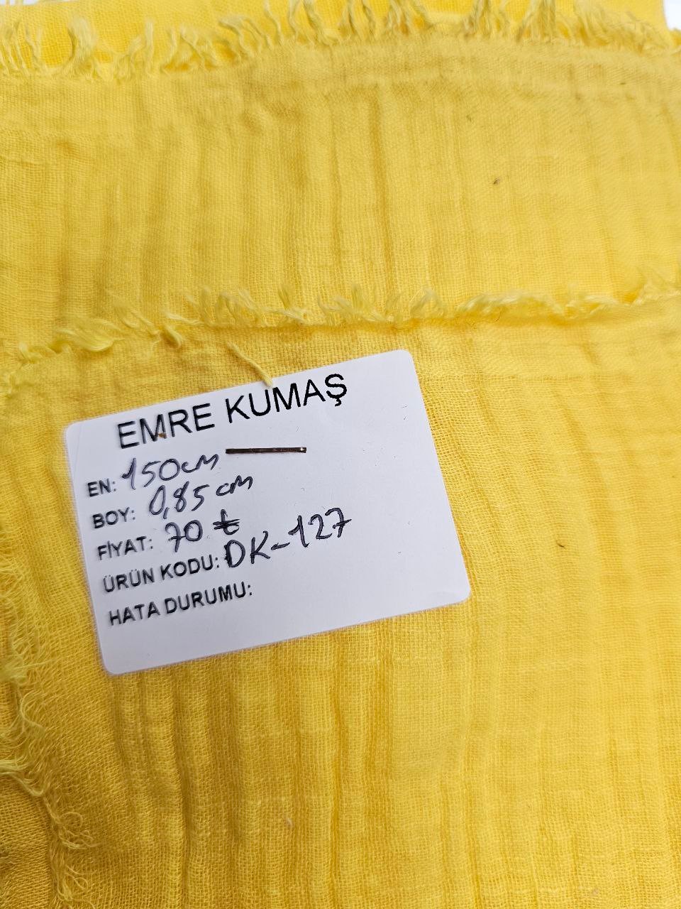 Sarı Renk Müslin Bezi Kumaşı