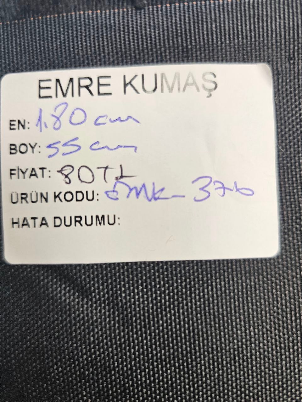 Siyah Renk Duck Kumaş