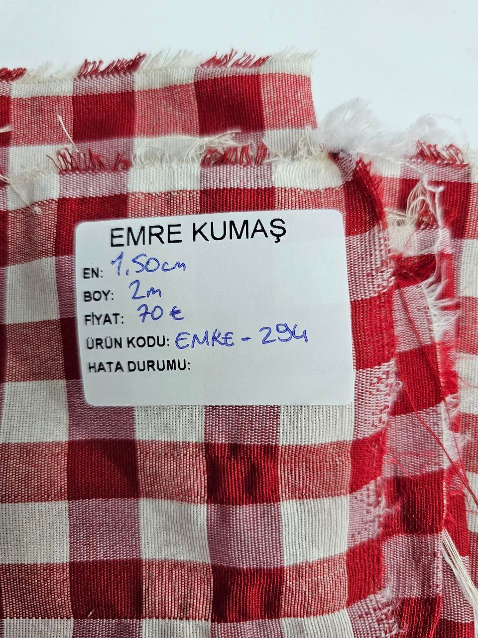 Kırmızı Kareli Zefir Kumaş