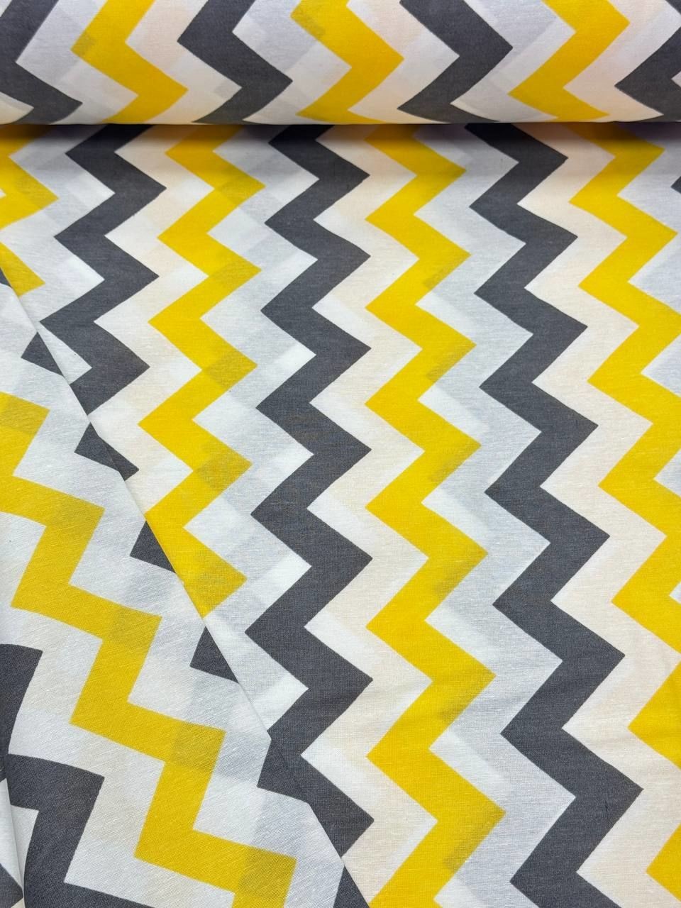 Sarı Gri Zigzag Desenli Nevresim Kumaş