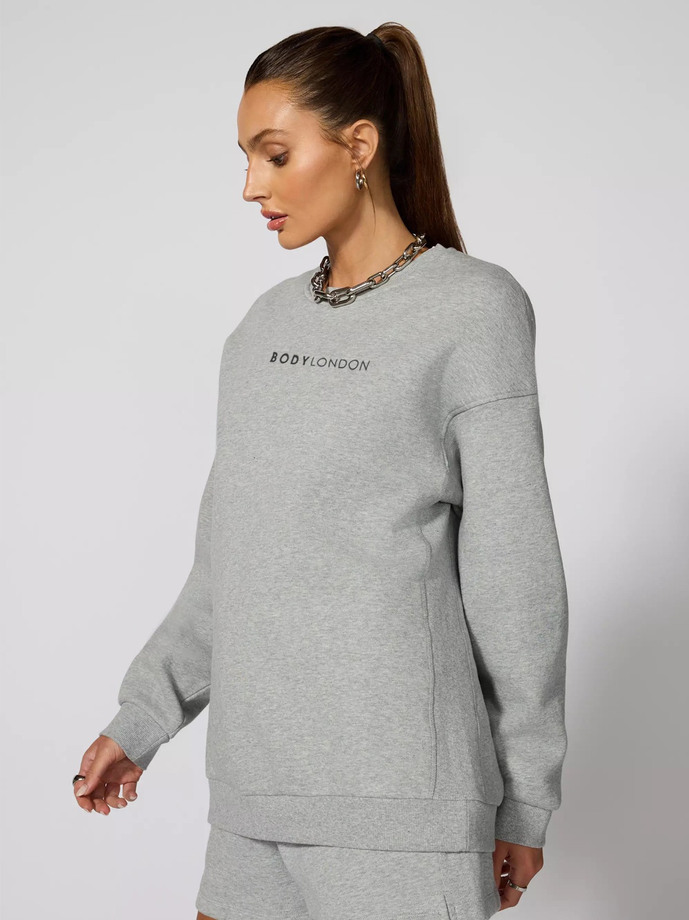 BodyLondon Relaxed Fit Sweatshirt (Light Grey)