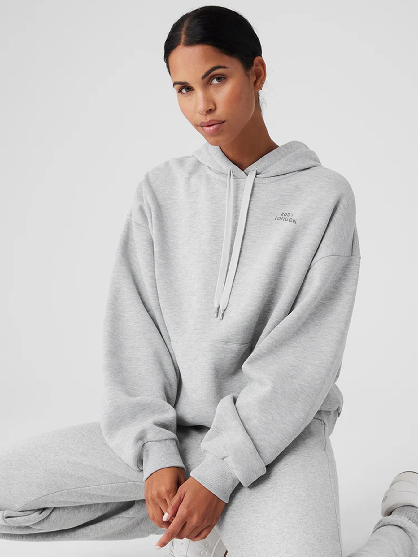 BodyLondon Hooded Sweatshirt (Light Grey)