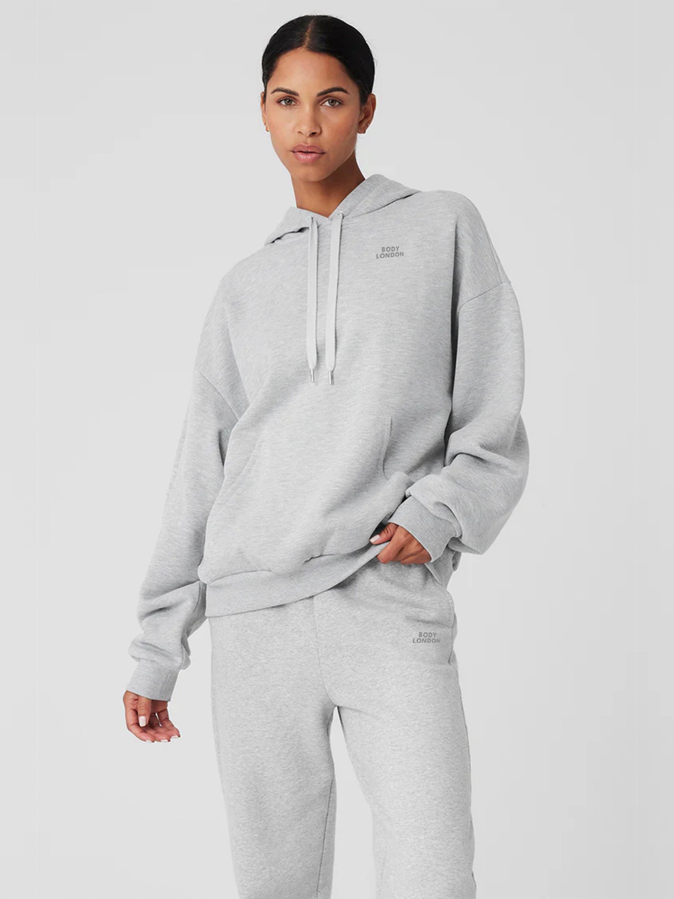 BodyLondon Hooded Sweatshirt (Light Grey)