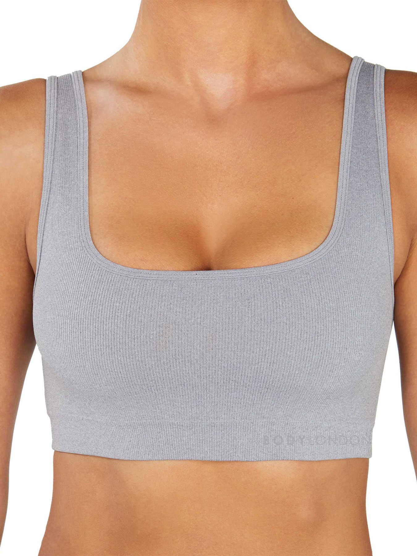 Bralette de canalé de forma alta - Gris