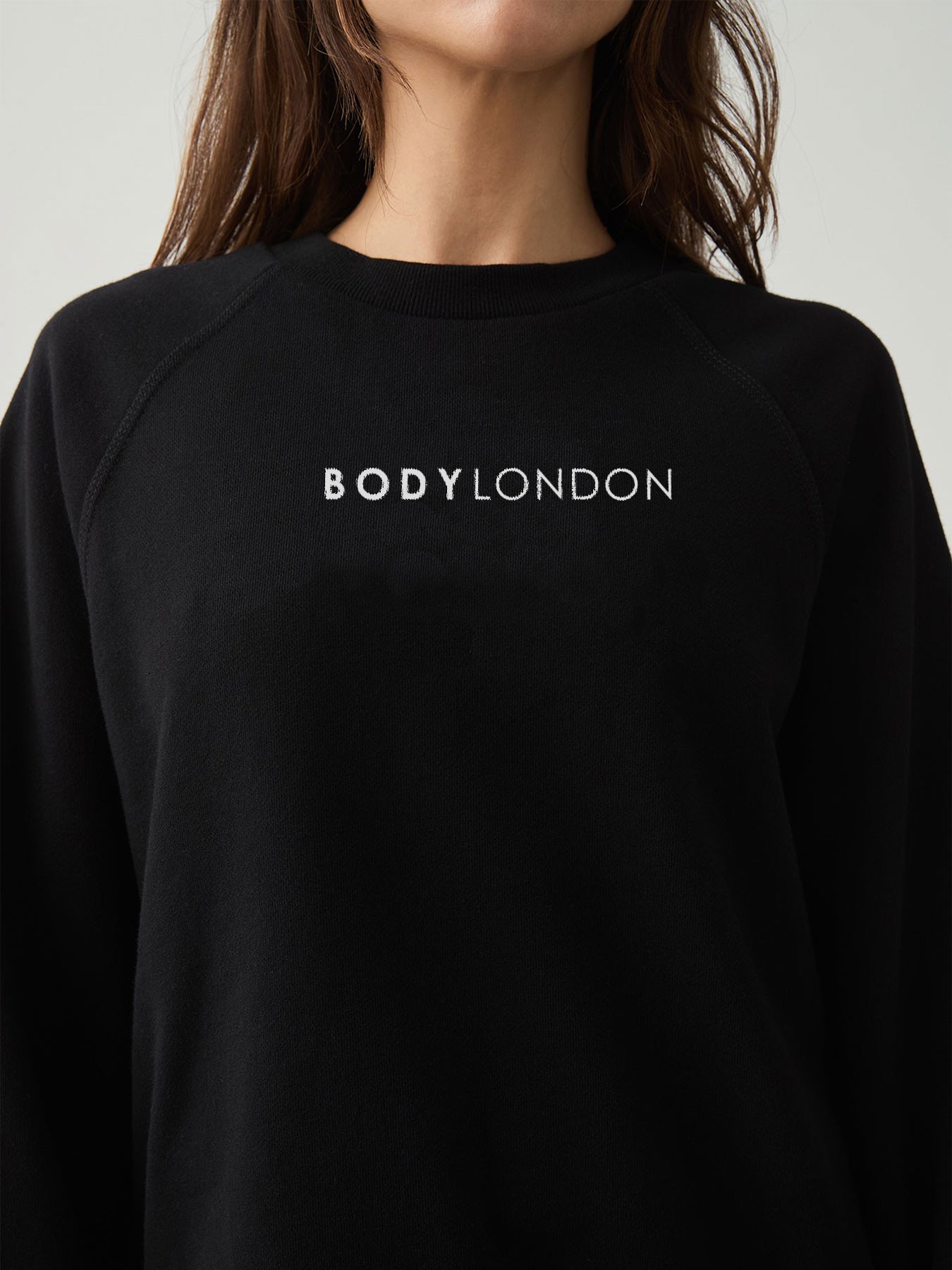 Body London  Pamuklu Normal Kalıp Oversize Günlük Siyah Sweatshirt 