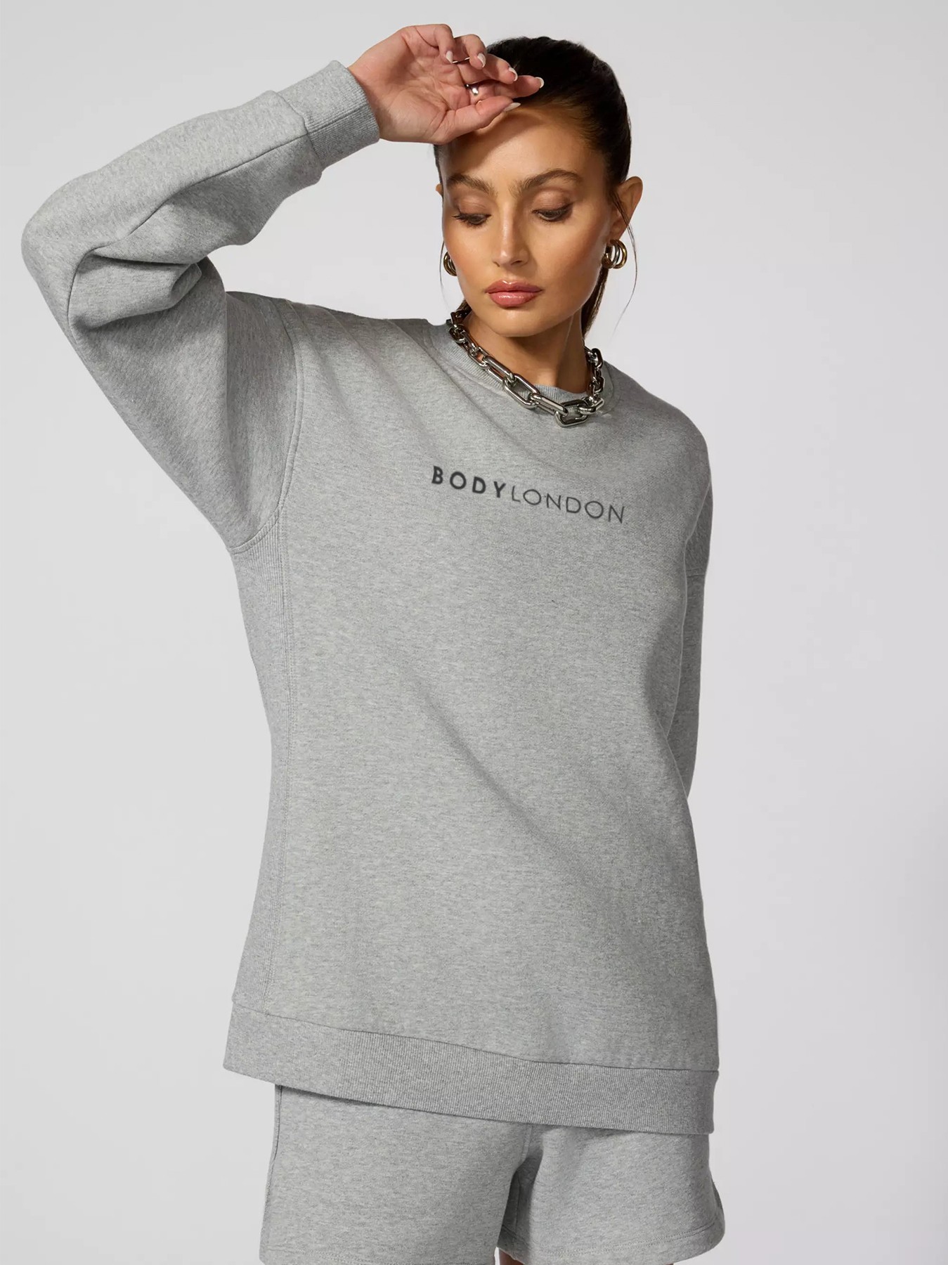 BodyLondon Relaxed Fit Sweatshirt (Light Grey)