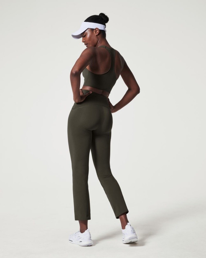 BodyLondon Flare Pant and Medium Support Sports Bra Set - Olive Green