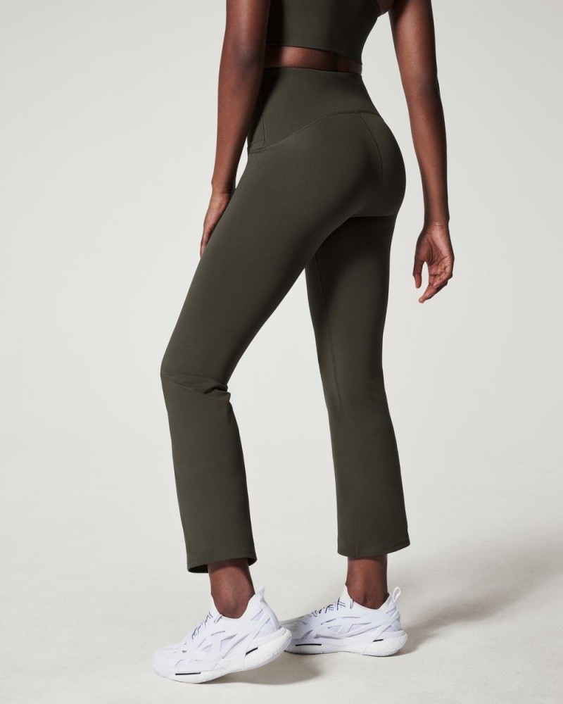 BodyLondon Ankle Length Flared Trousers - Olive Green