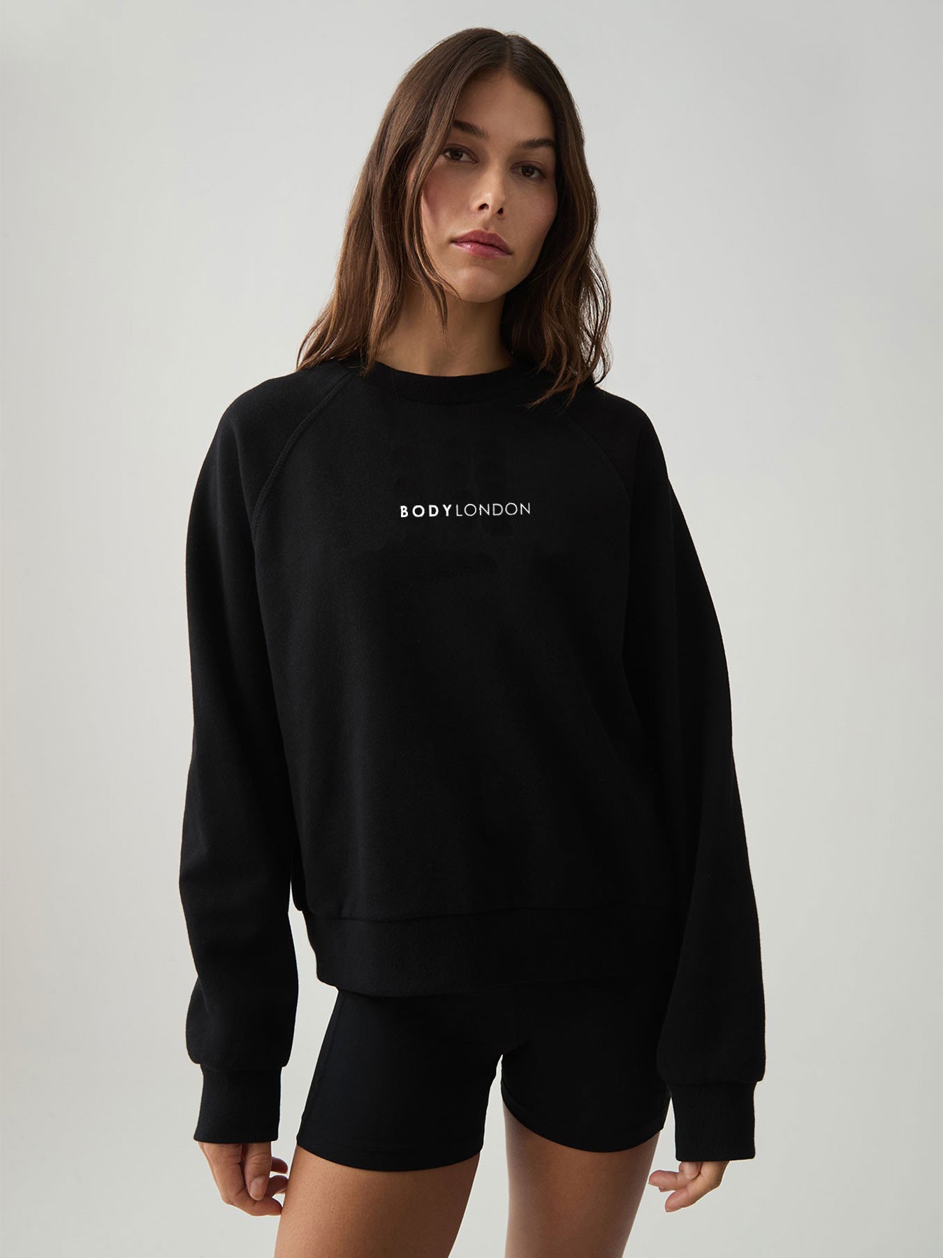 Body London Cotton Regular Fit Oversize Daily Sweatshirt in Schwarz