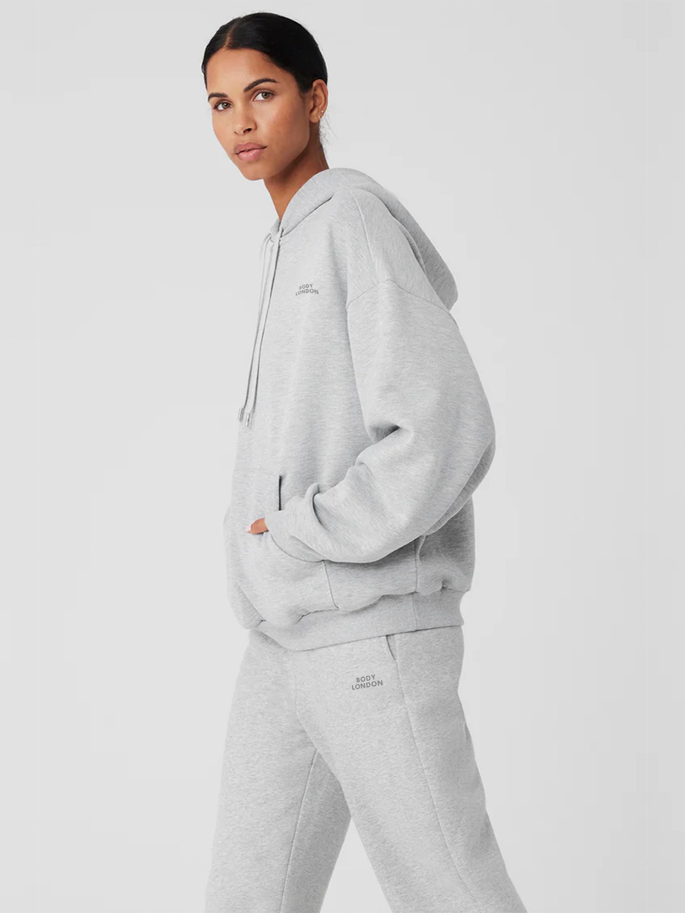 BodyLondon Hooded Sweatshirt (Light Grey)