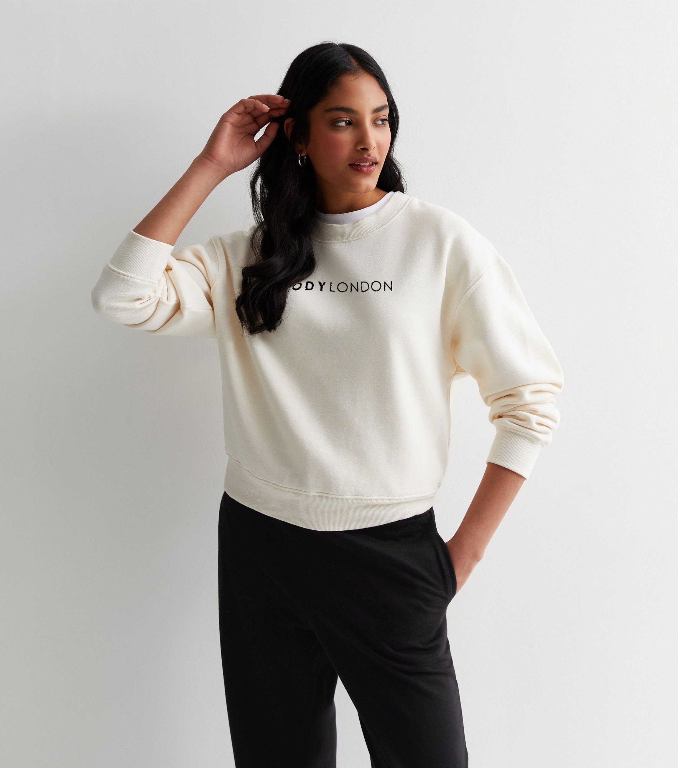  BodyLondon Jersey Sweatshirt - Beyaz