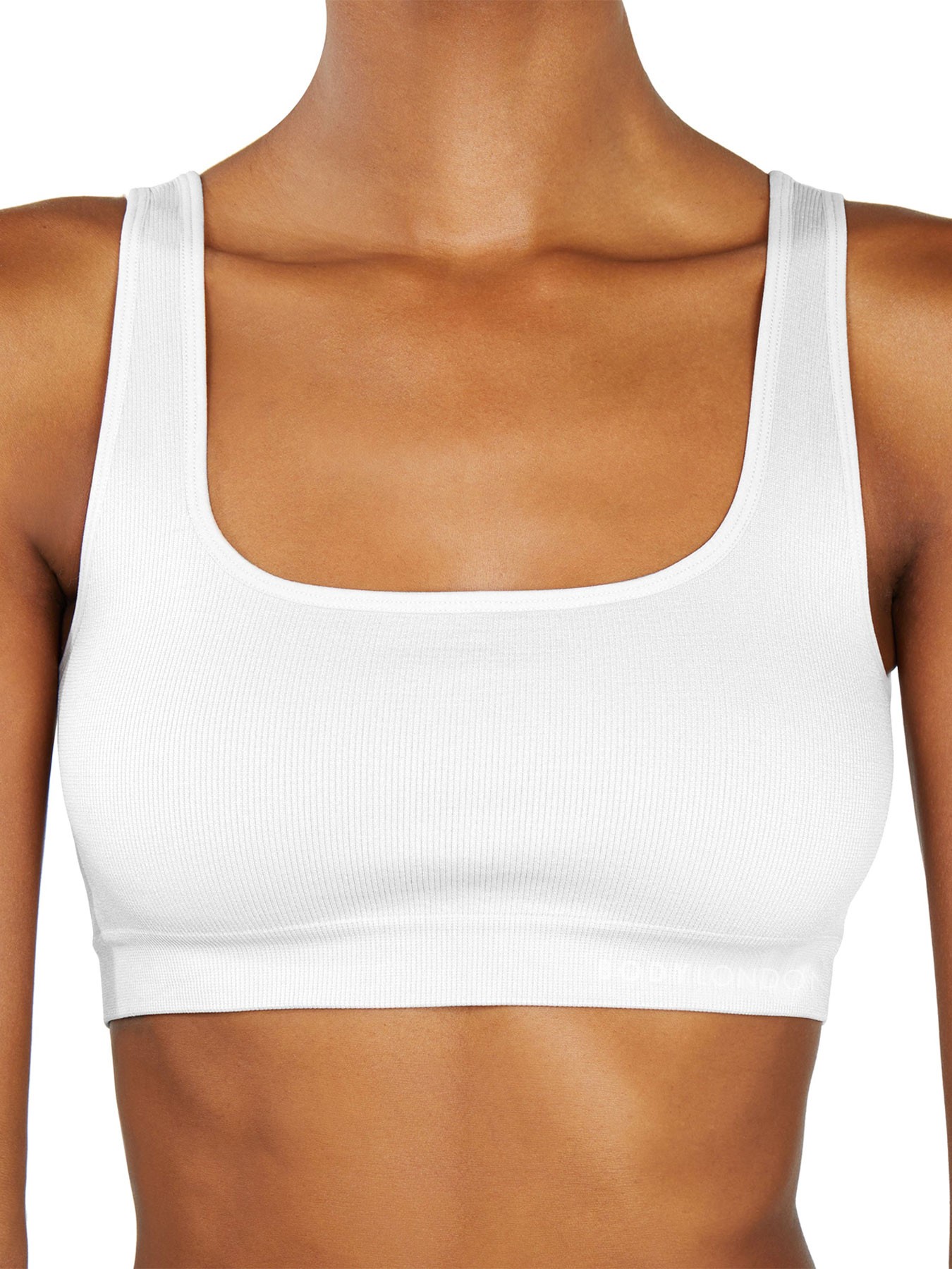 Bralette de canalé de forma alta - Blanco