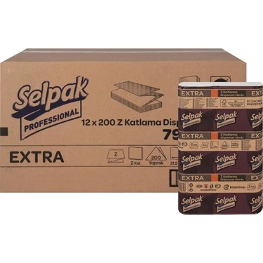 SELPAK PRO EXTRA Z KATLI DİSPENSER HAVLU 200 AD. X 12 PK.