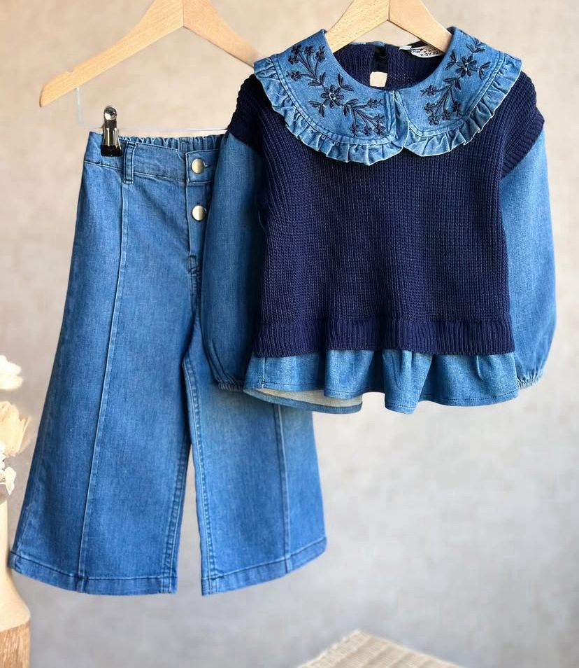 Kız Çocuk 3 Lü Triko Takımı