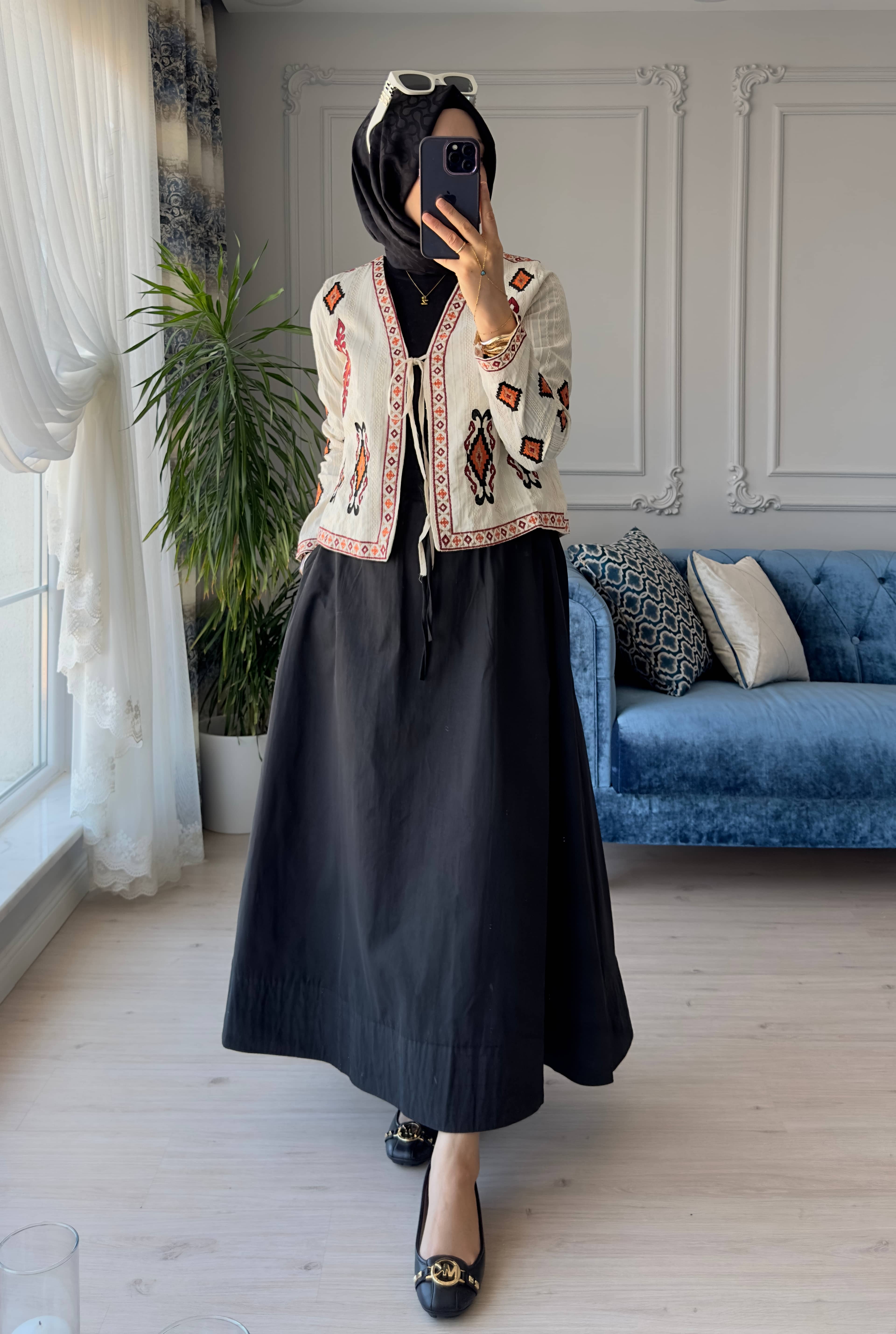 Gabardin Kloş Etek Siyah