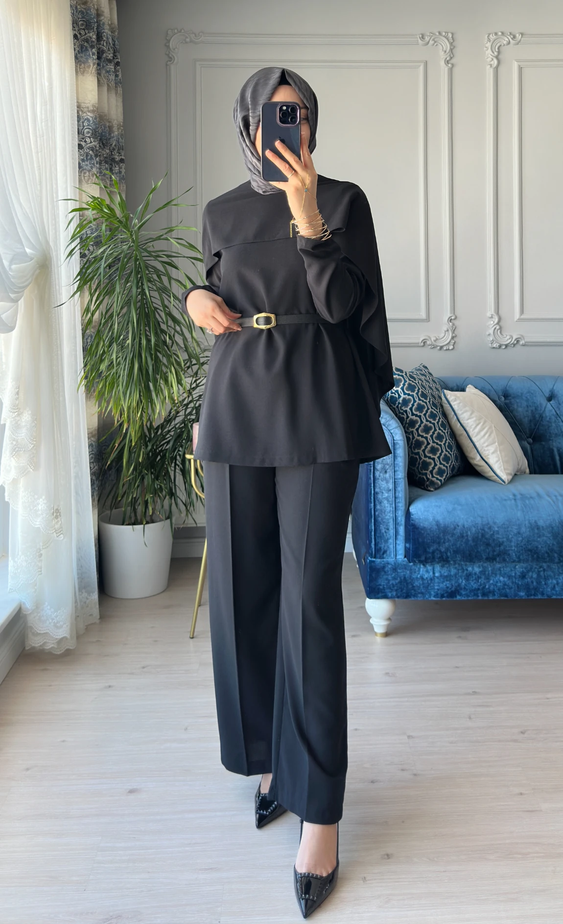 Pelerinli Takım Siyah