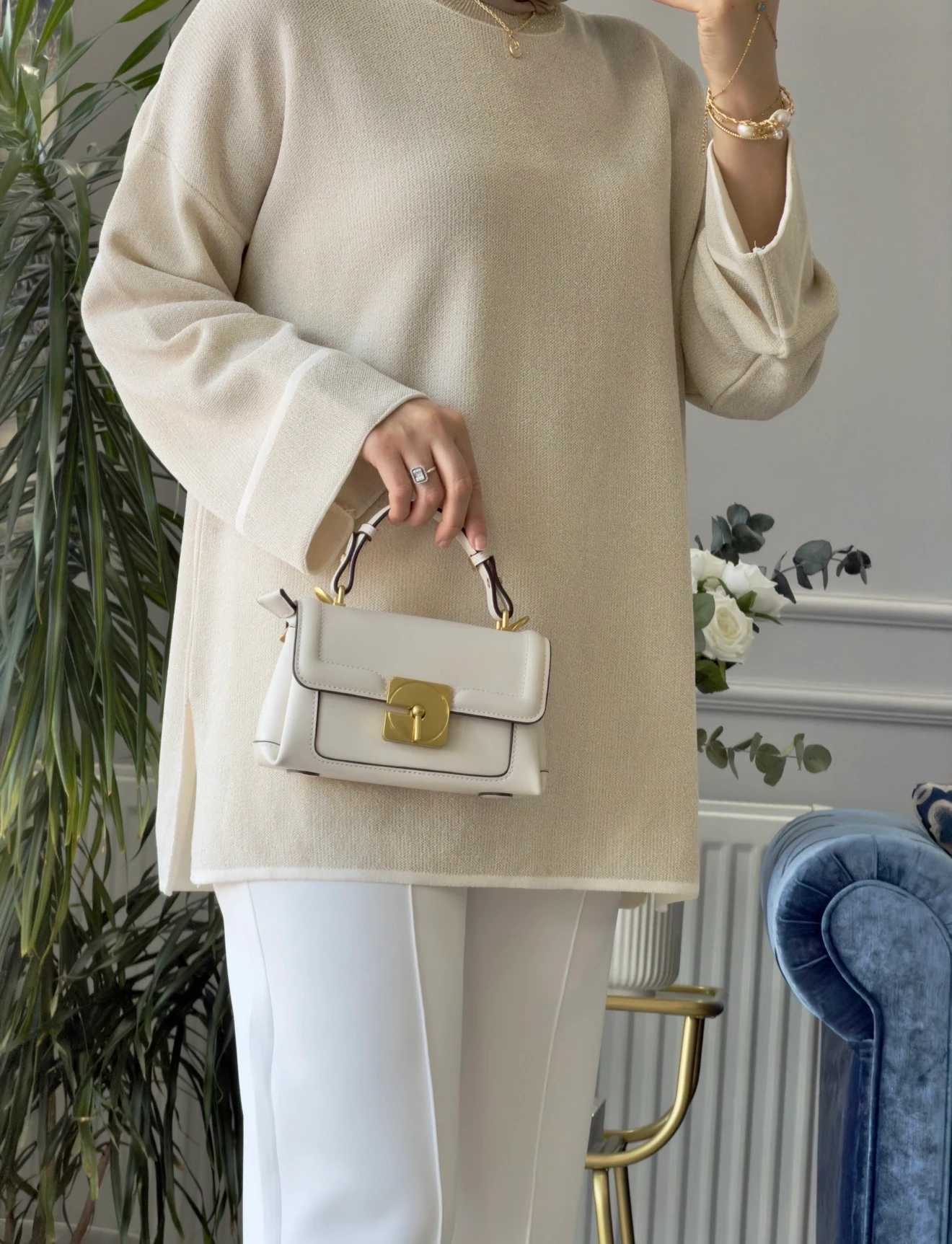 Vera Merserize Tunik Ekru