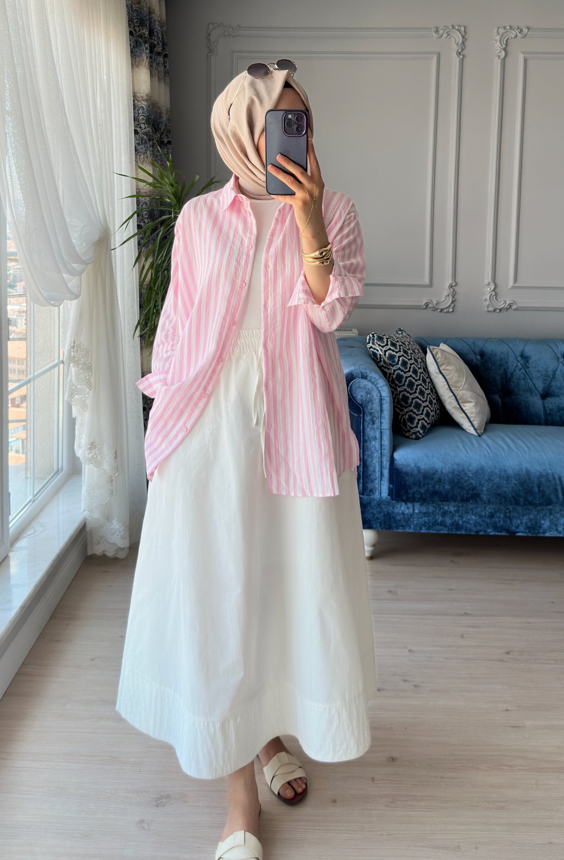 Çizgili Gömlek Pembe
