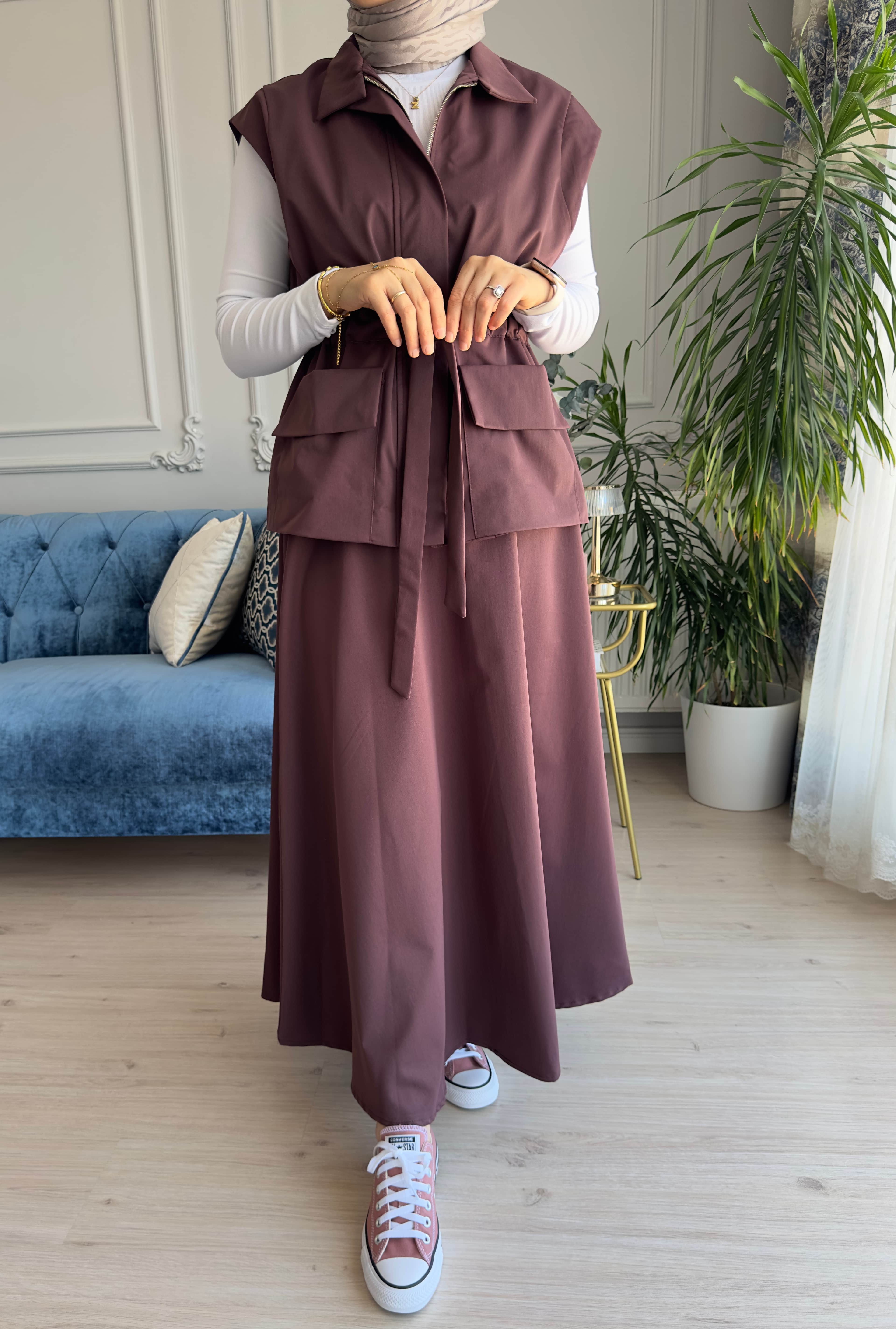 Nora Yelekli Takım Bordo