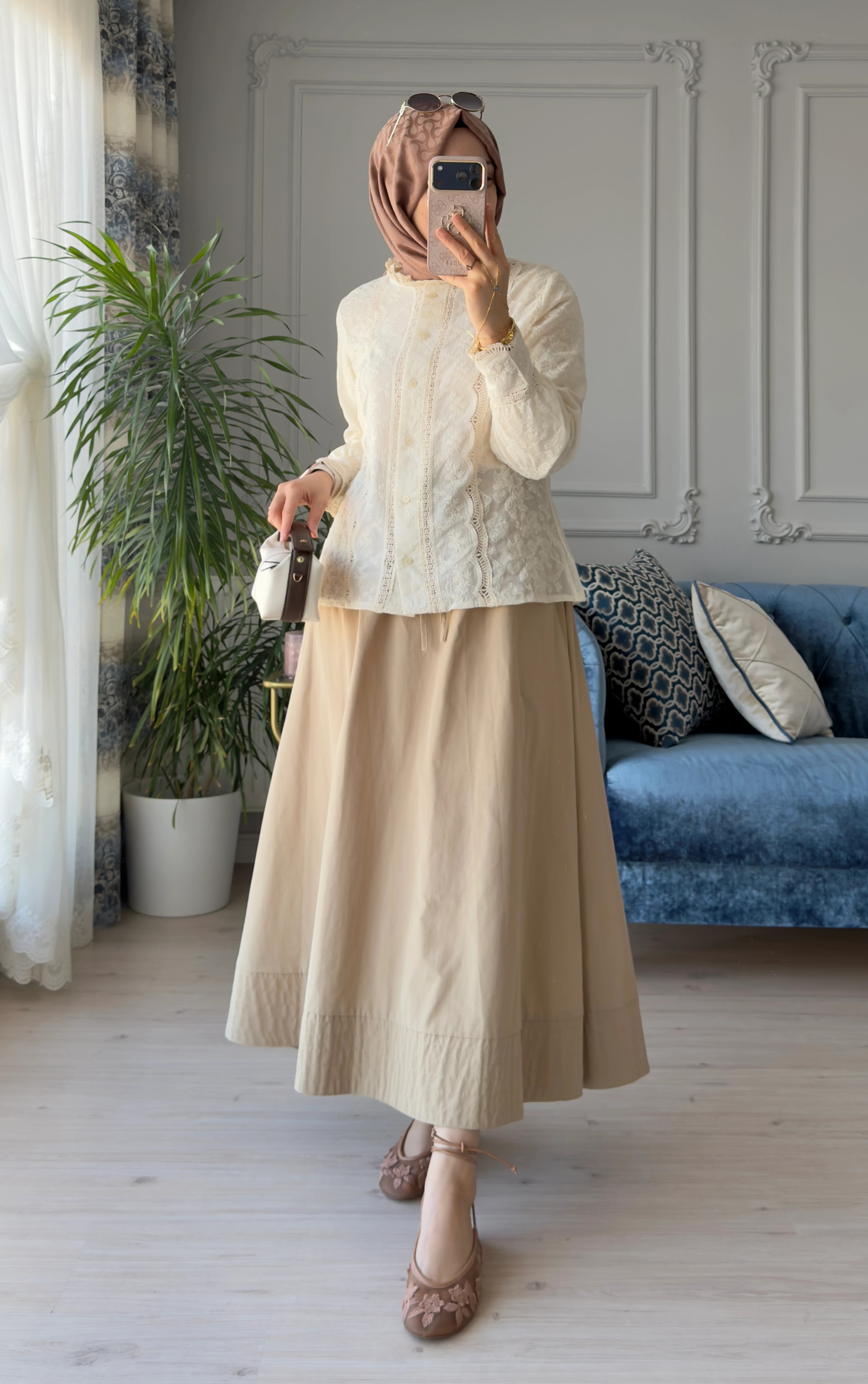 Fistolu Gömlek Krem