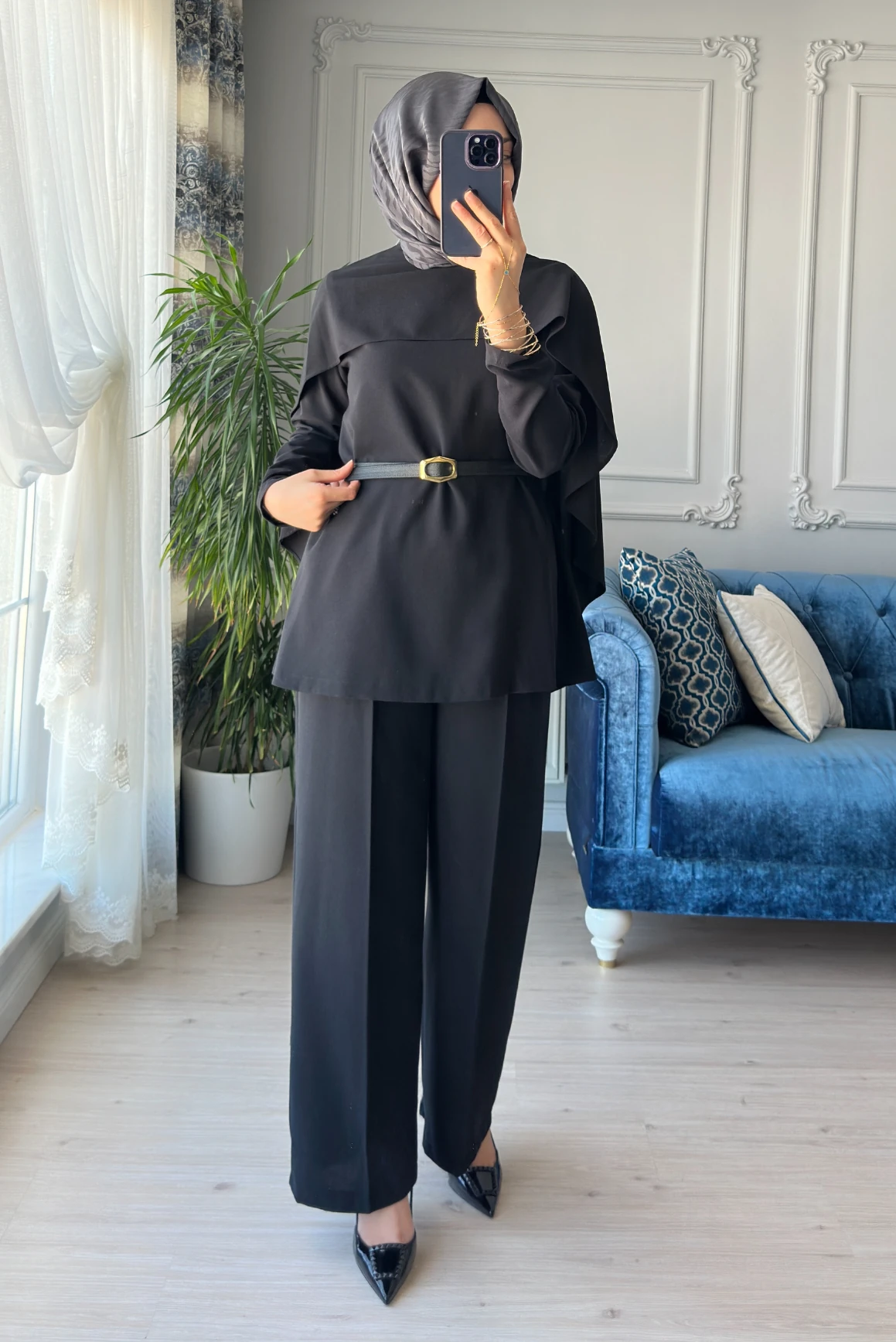 Pelerinli Takım Siyah