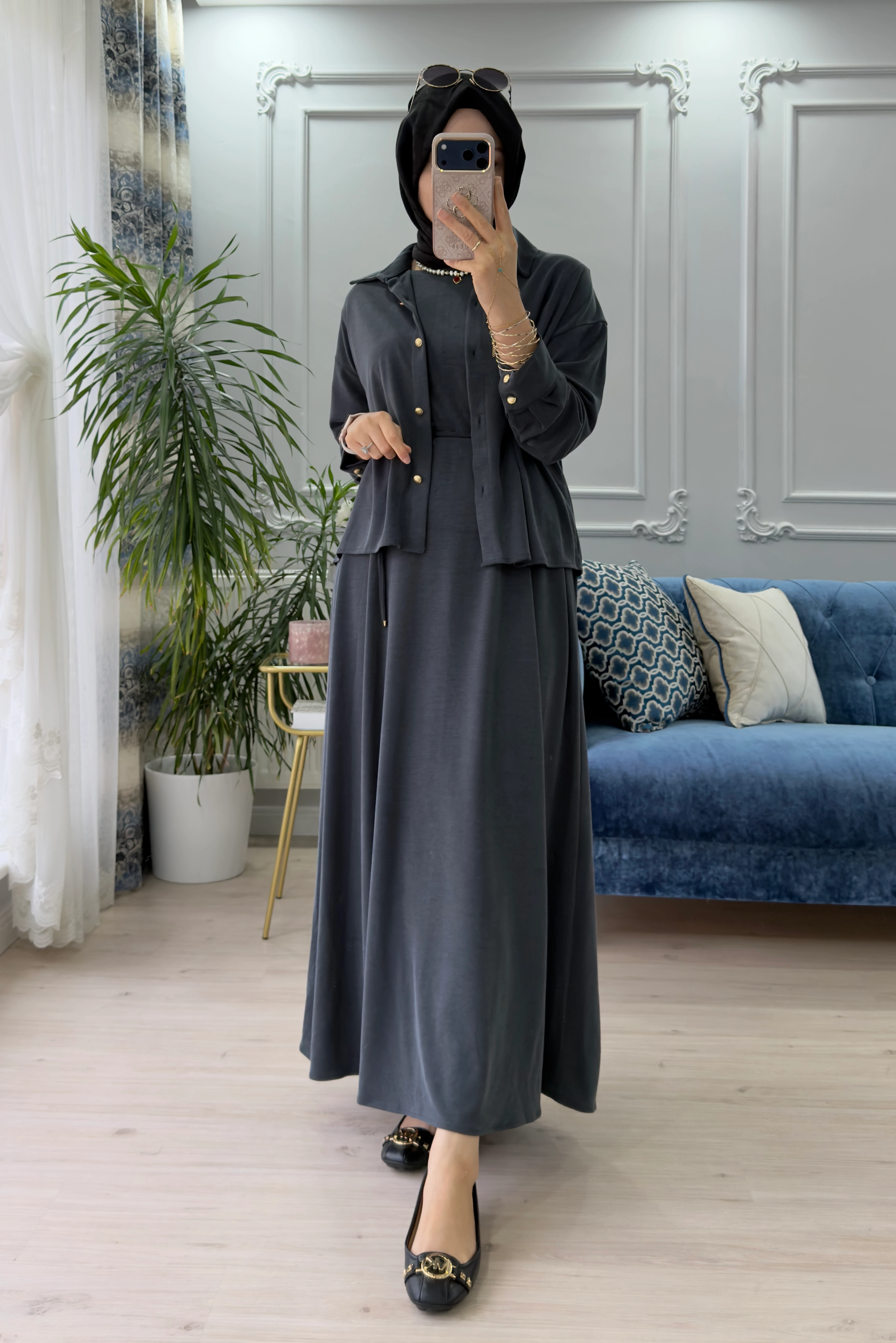 Petek Elbise Antrasit