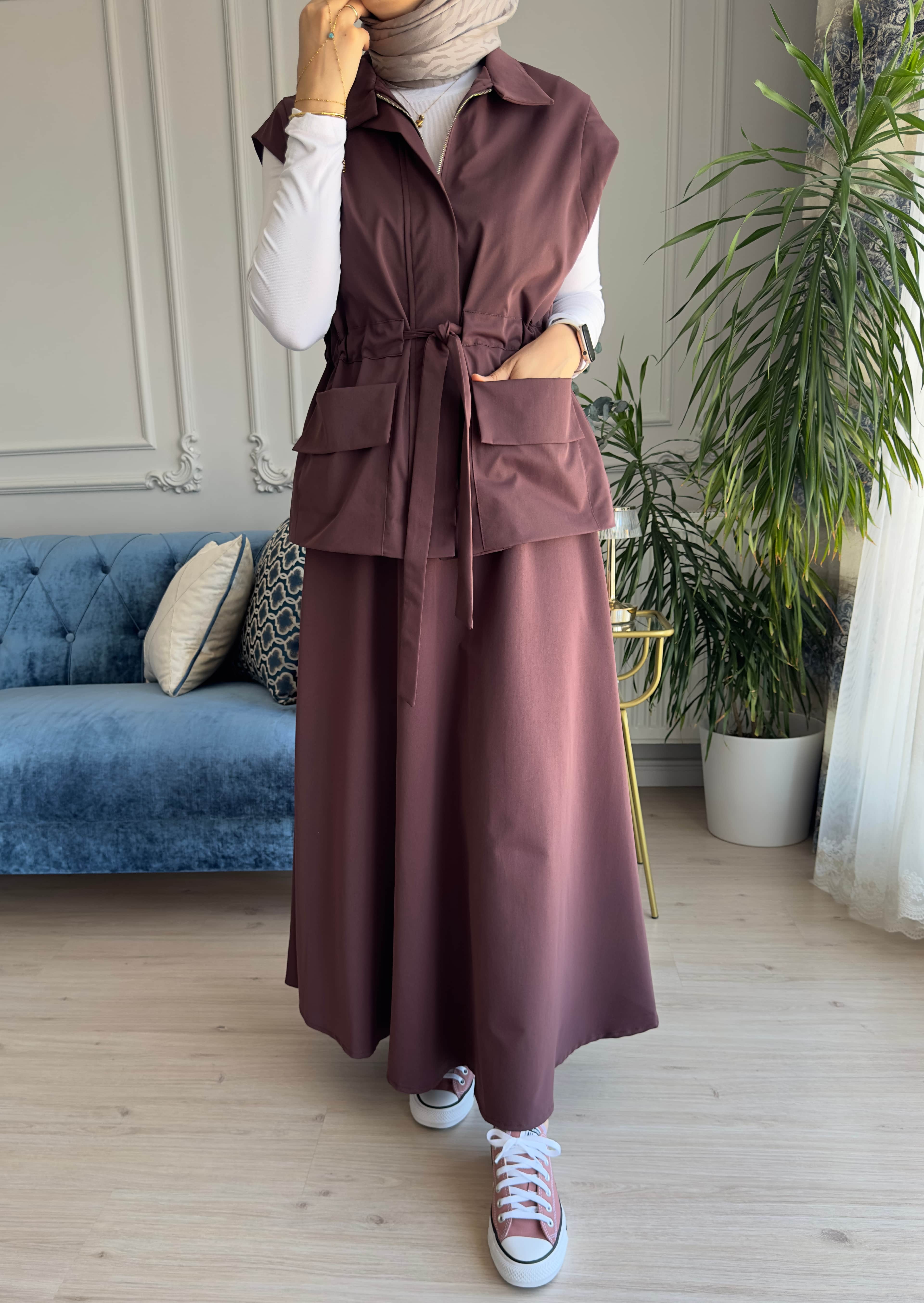Nora Yelekli Takım Bordo