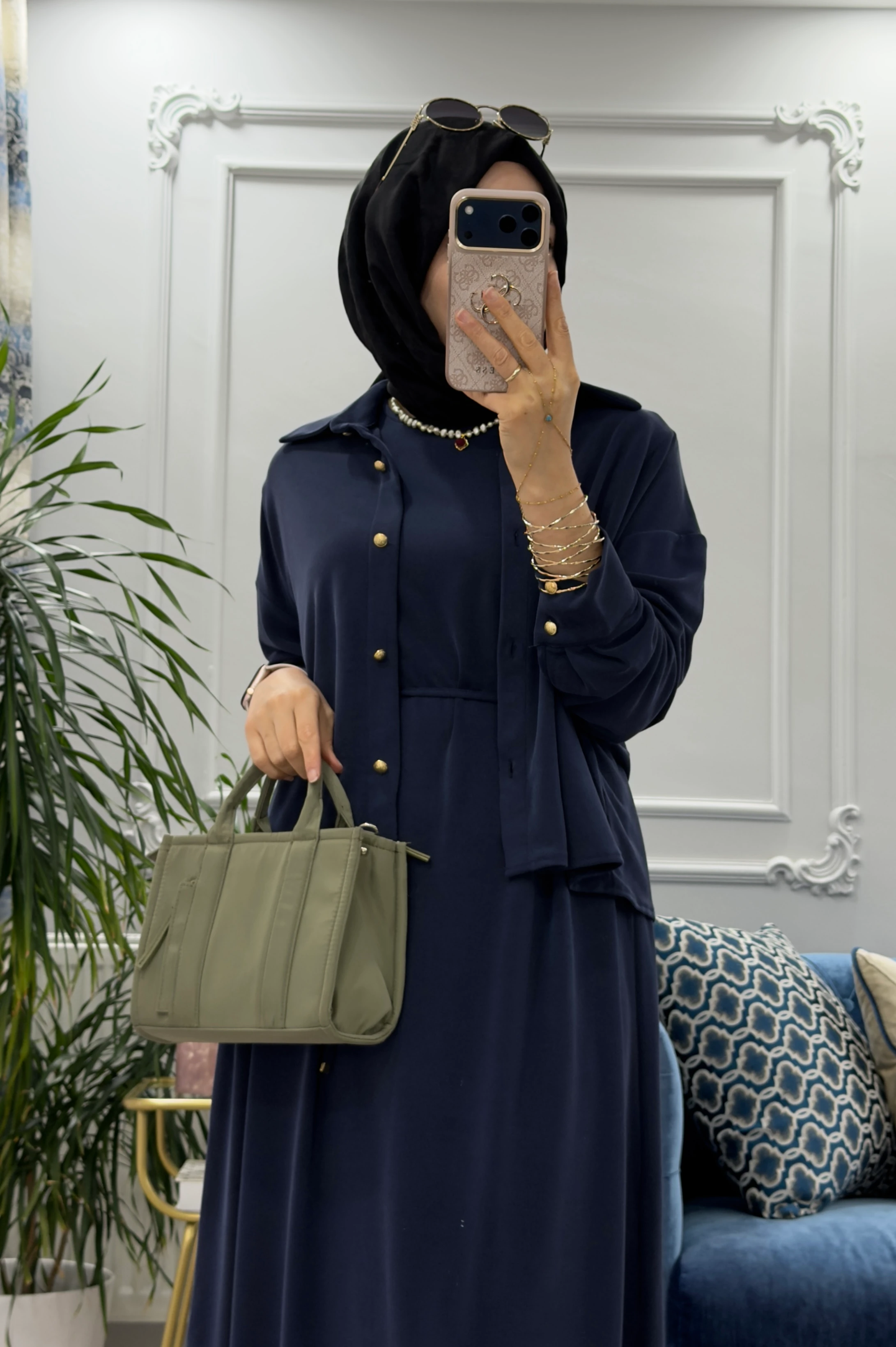 Petek Elbise Lacivert