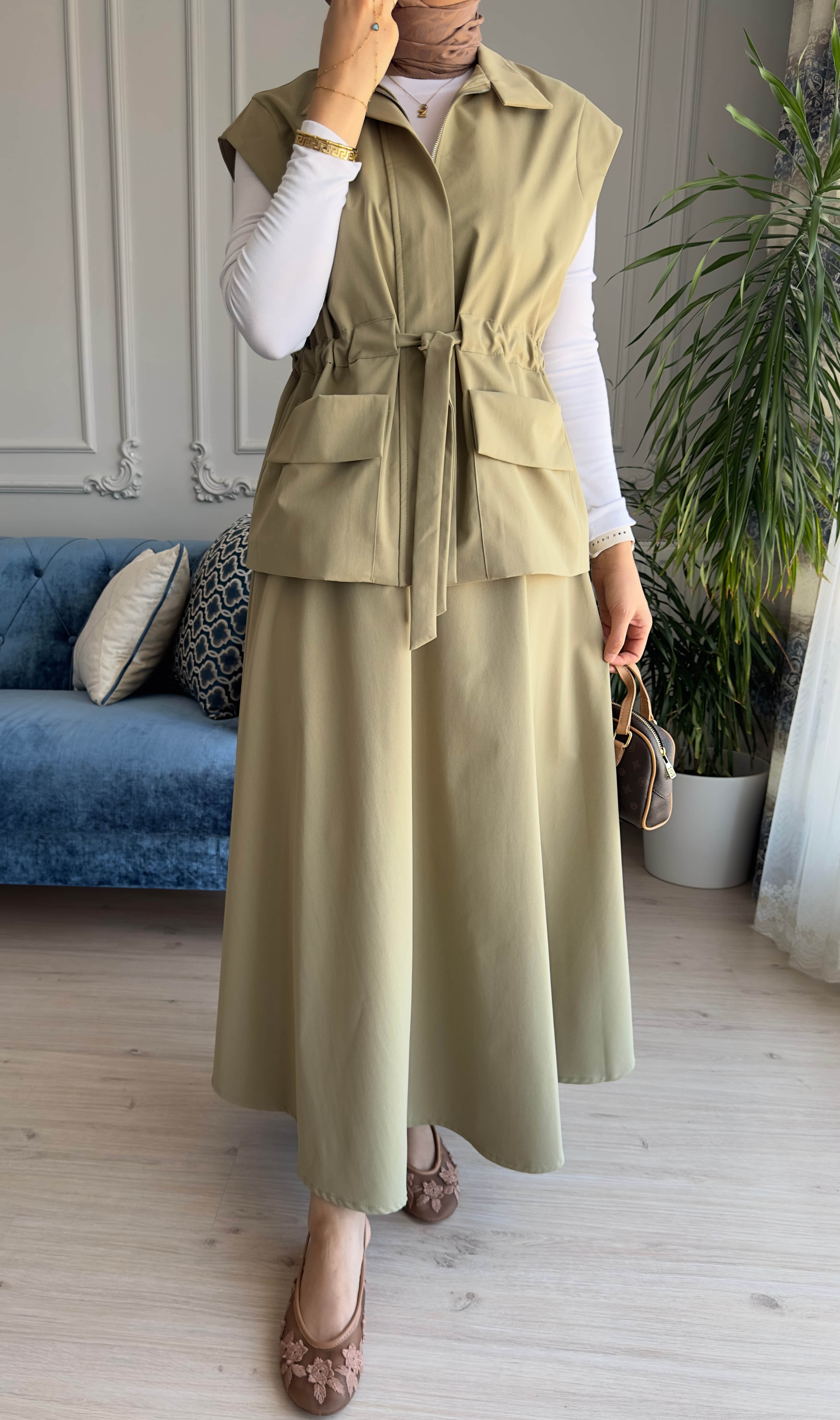 Nora Yelekli Takım Olive 