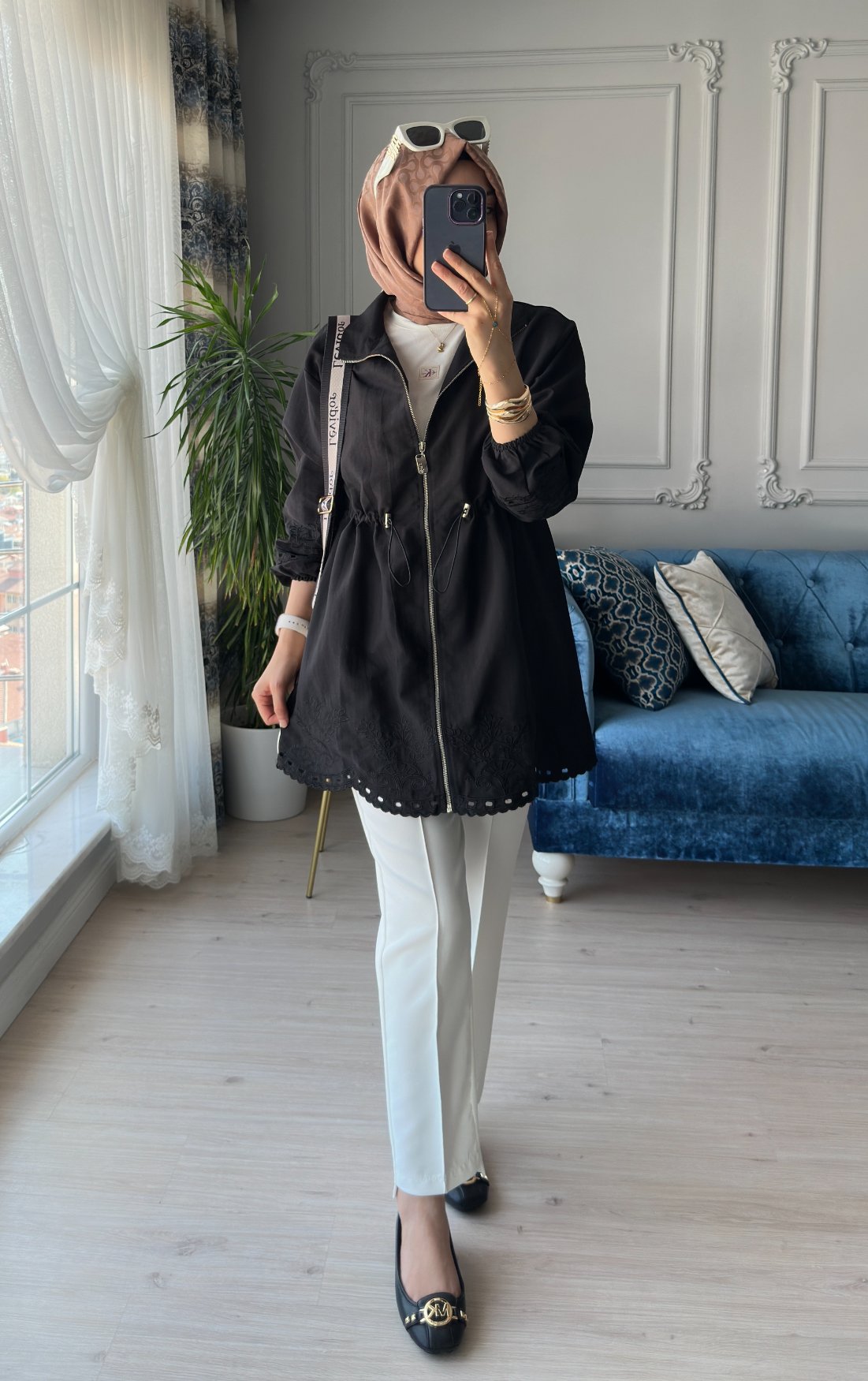 Helen Nakışlı Ceket Siyah