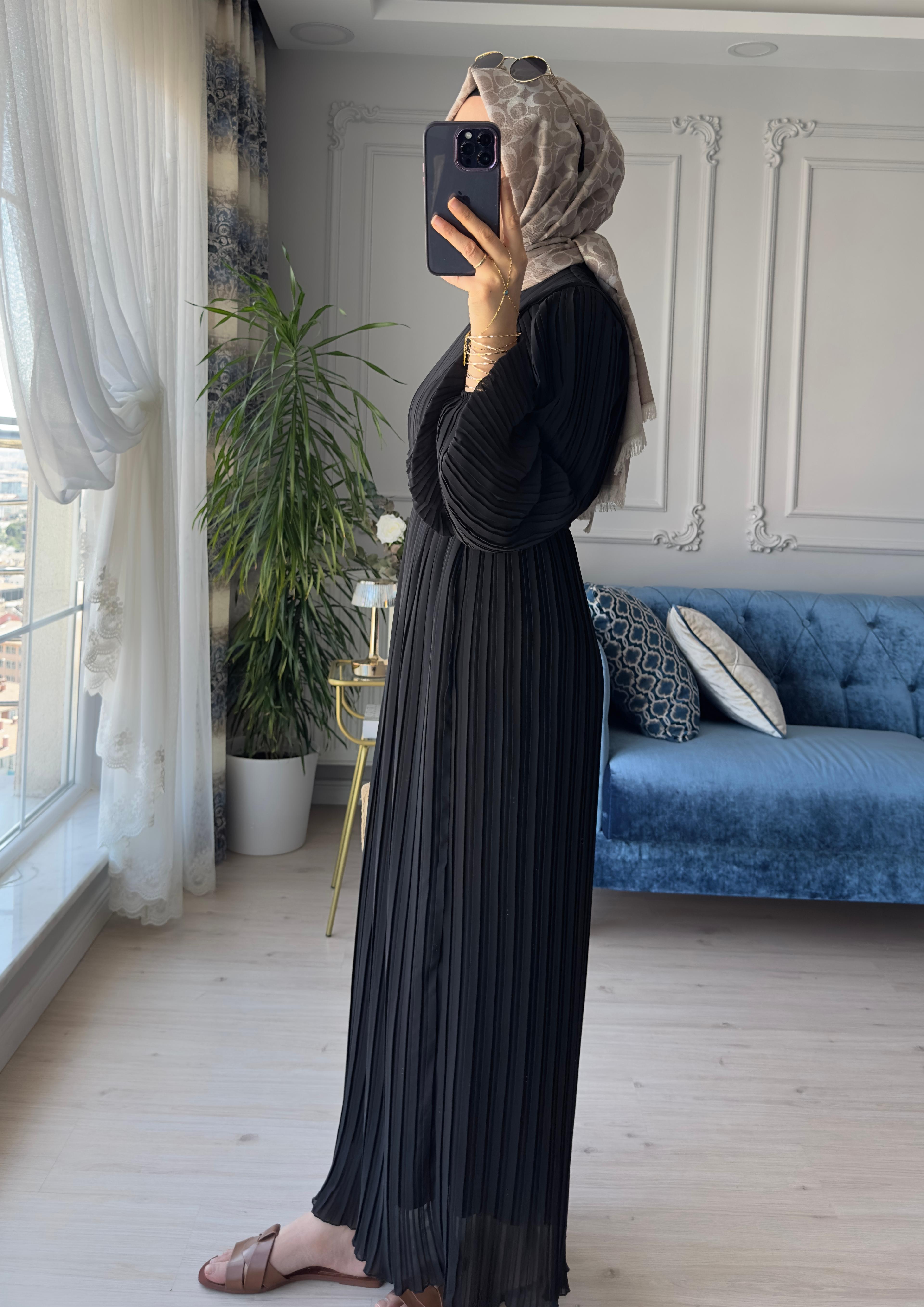 Peri Şifon Elbise Siyah
