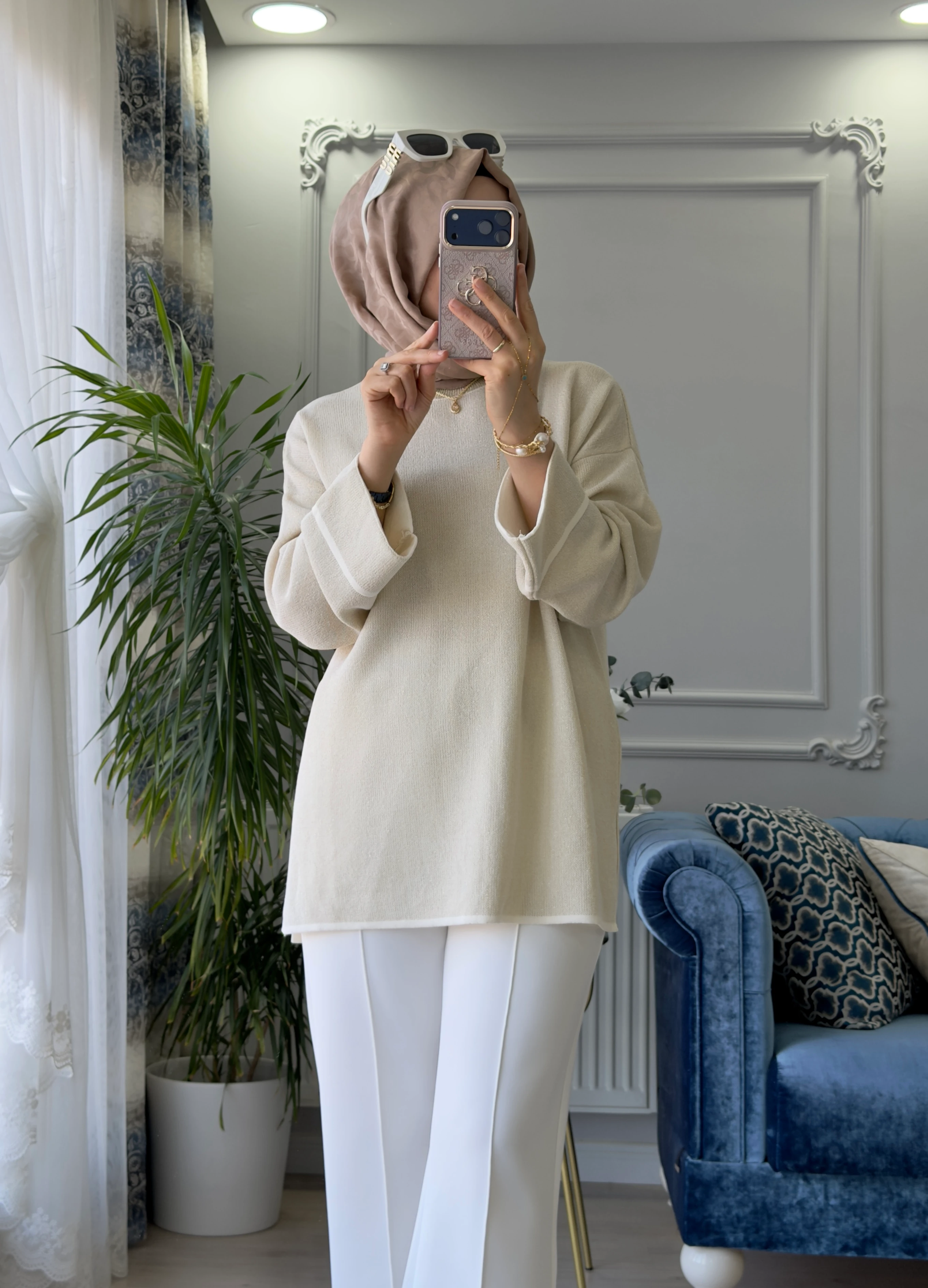 Vera Merserize Tunik Ekru