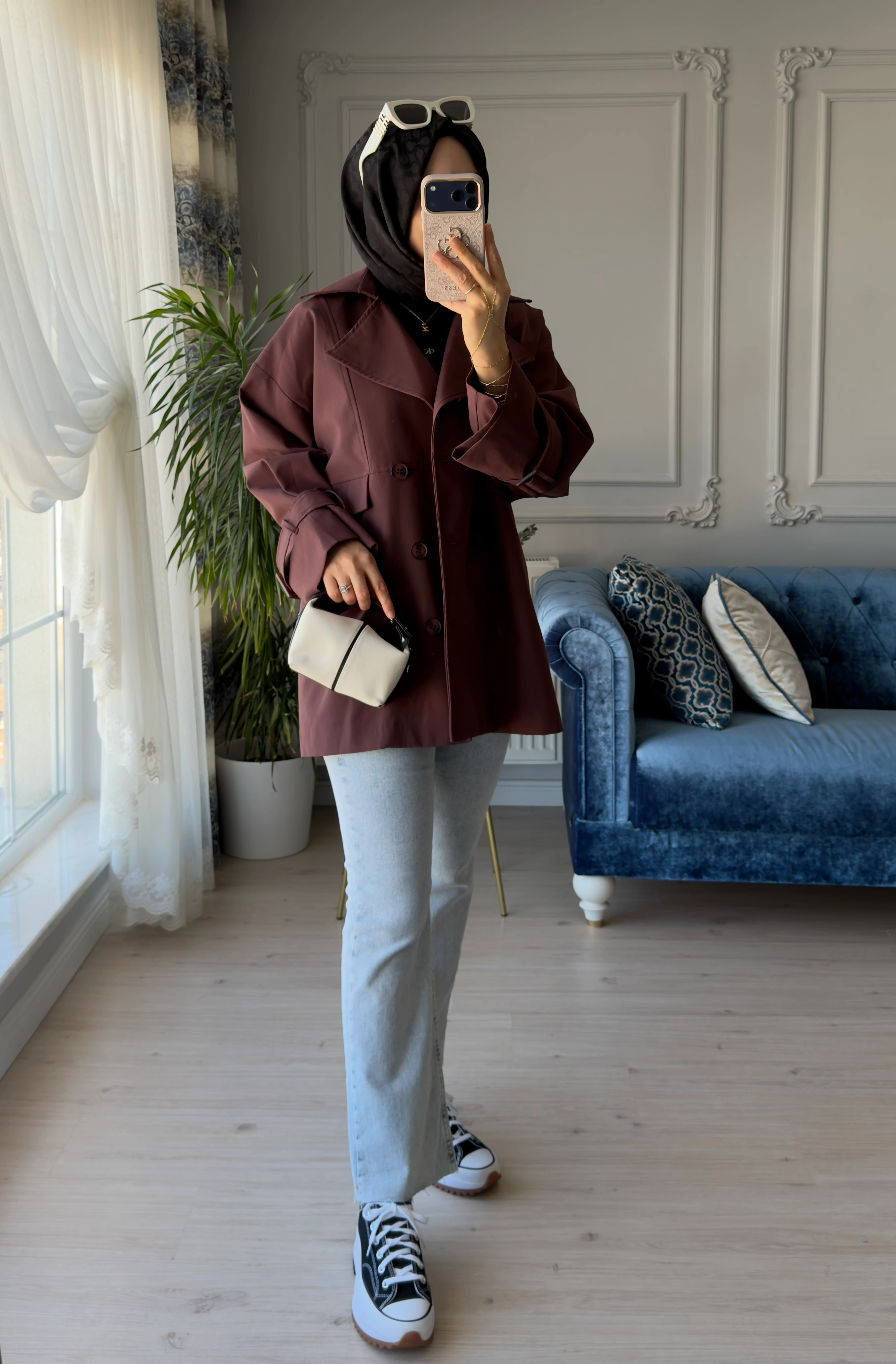 Amanda Kısa Trençkot Bordo