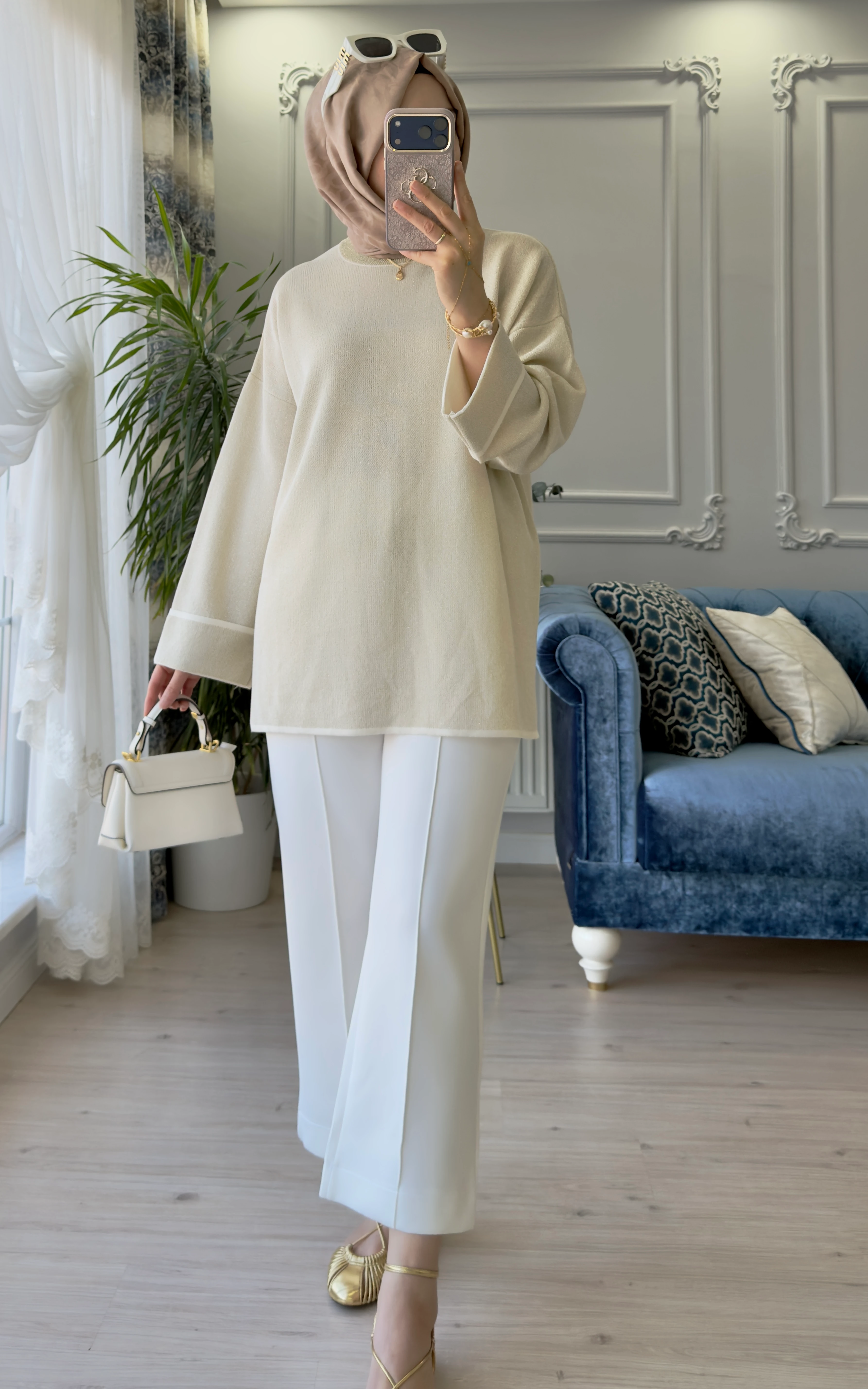 Vera Merserize Tunik Ekru