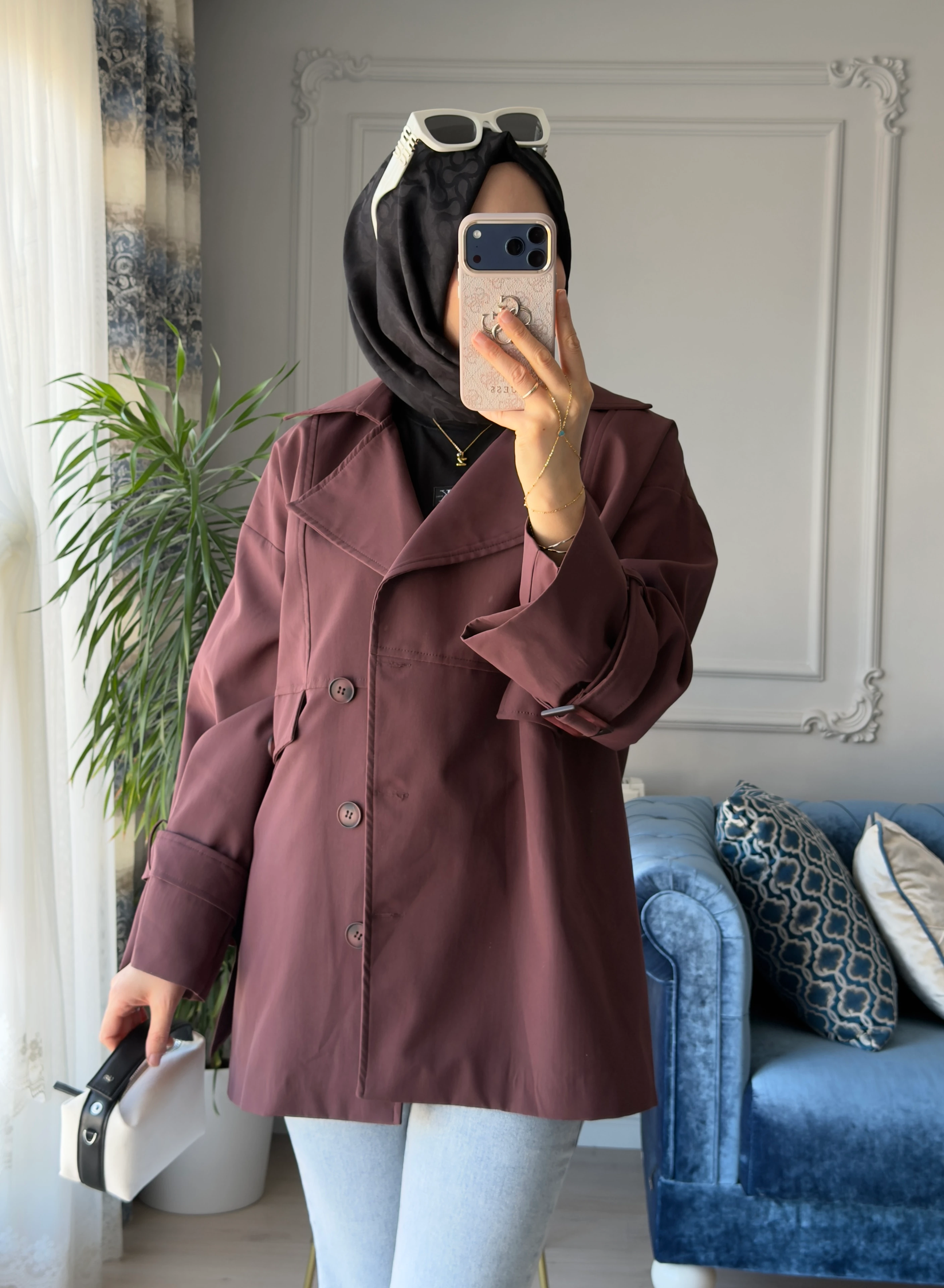 Amanda Kısa Trençkot Bordo