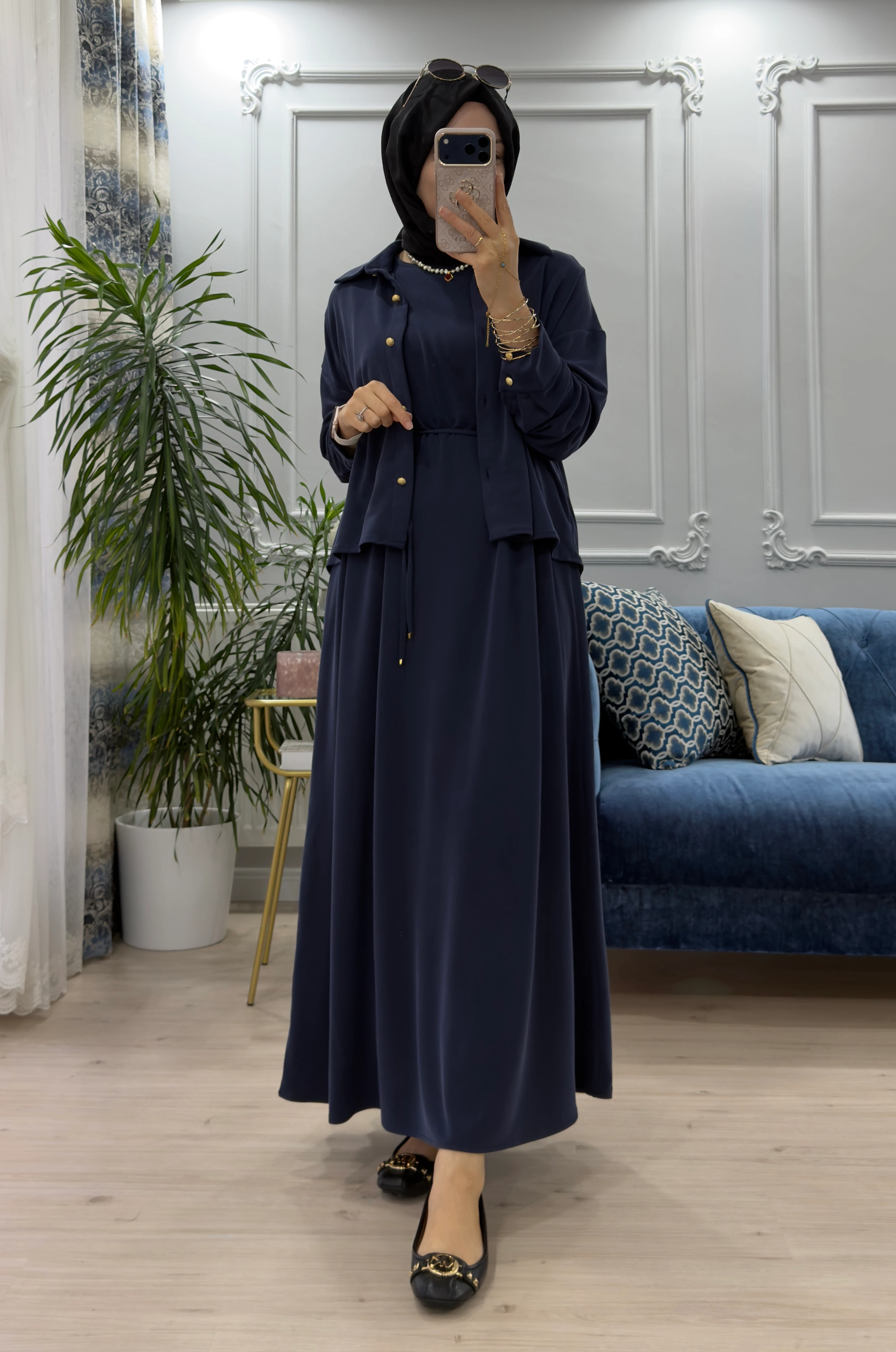 Petek Elbise Lacivert