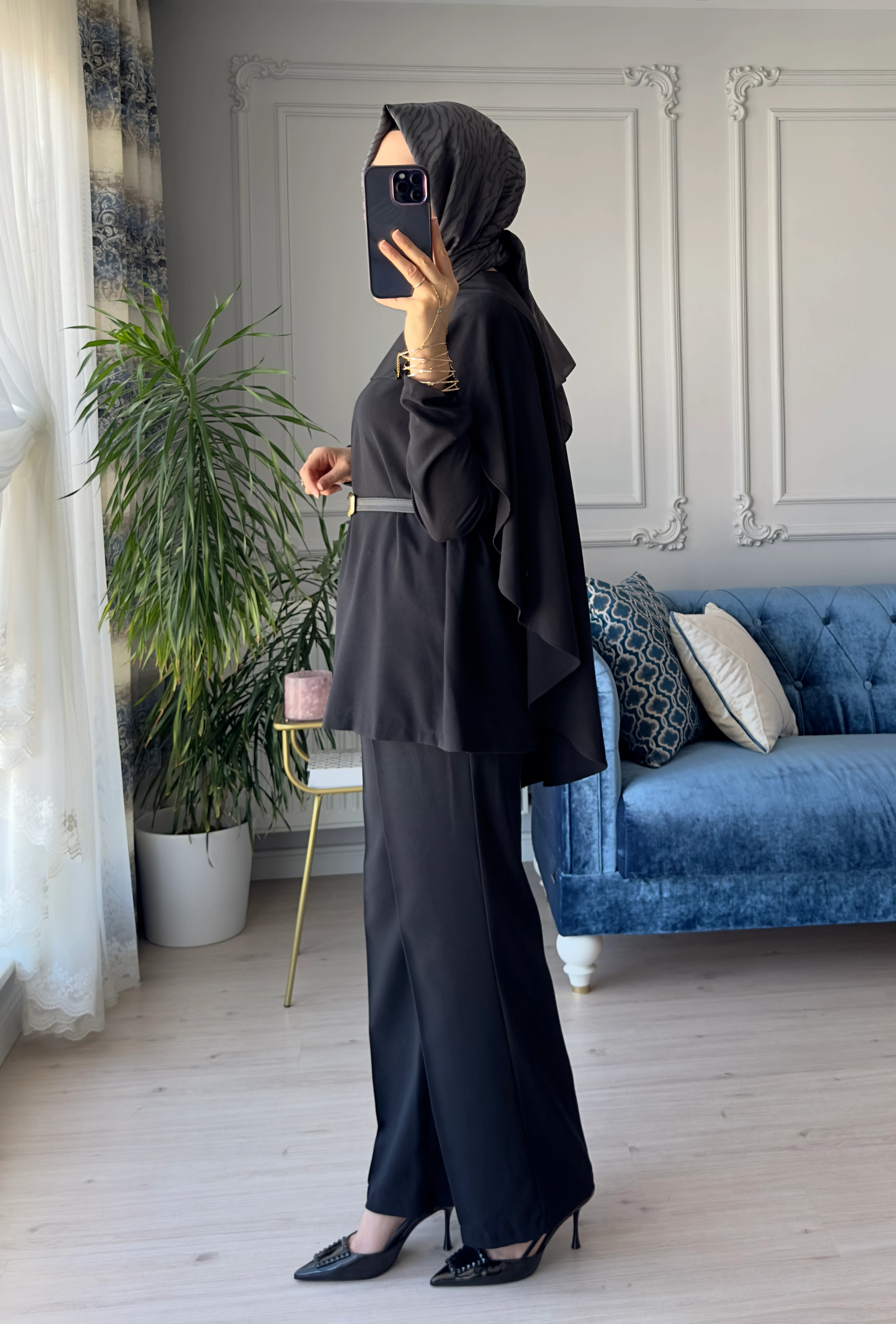 Pelerinli Takım Siyah