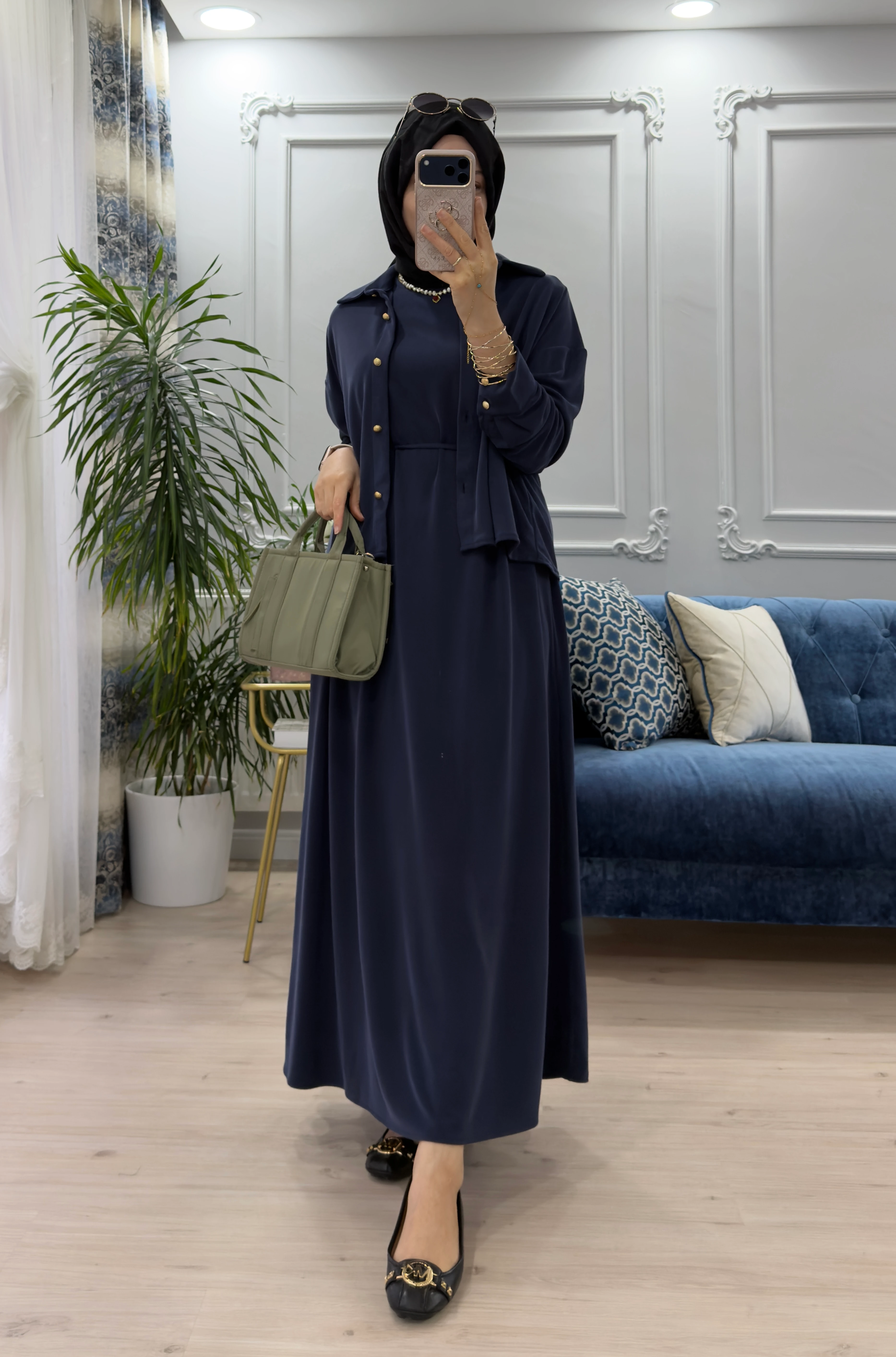 Petek Elbise Lacivert