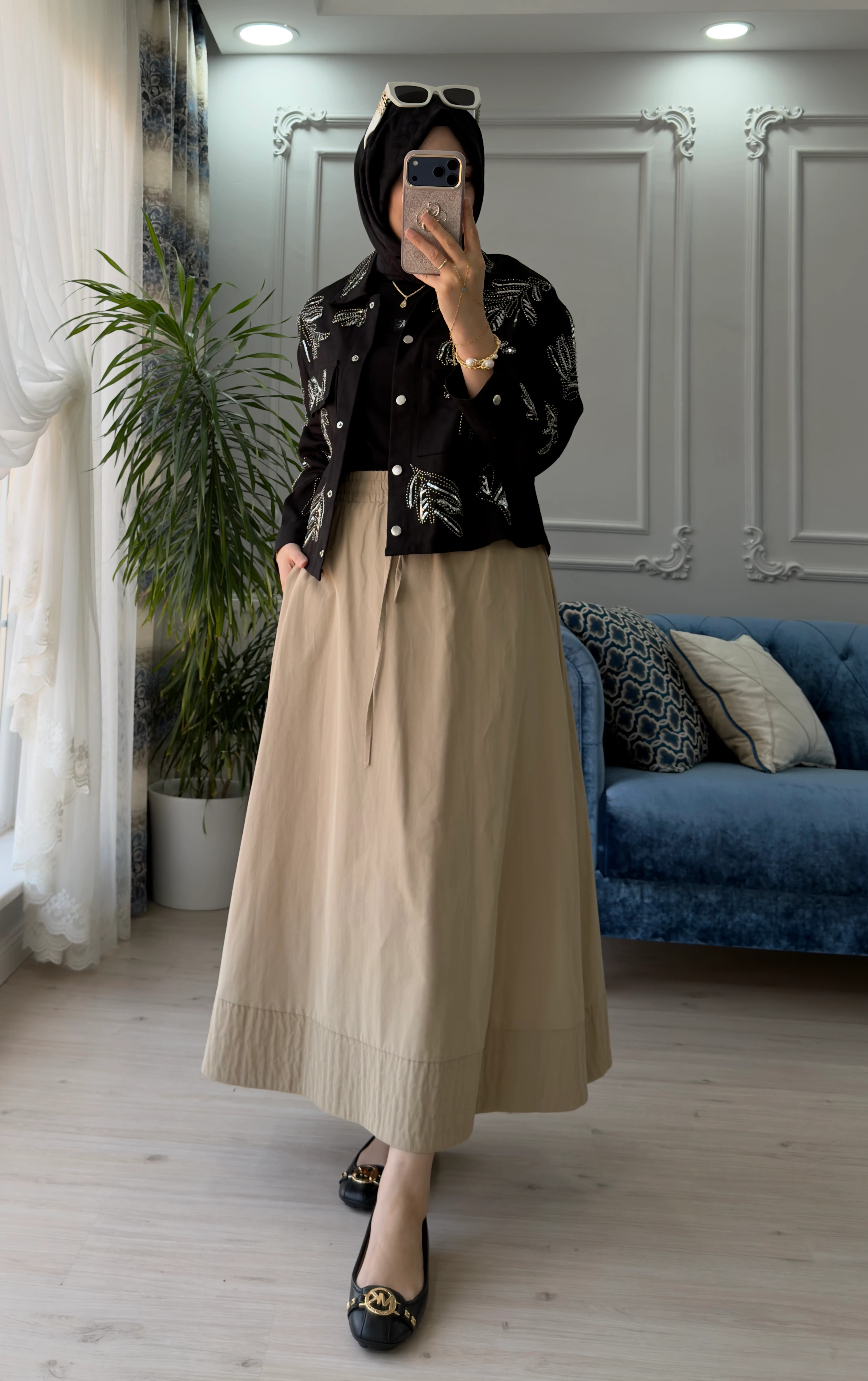 Pul İşlemeli Ceket Siyah