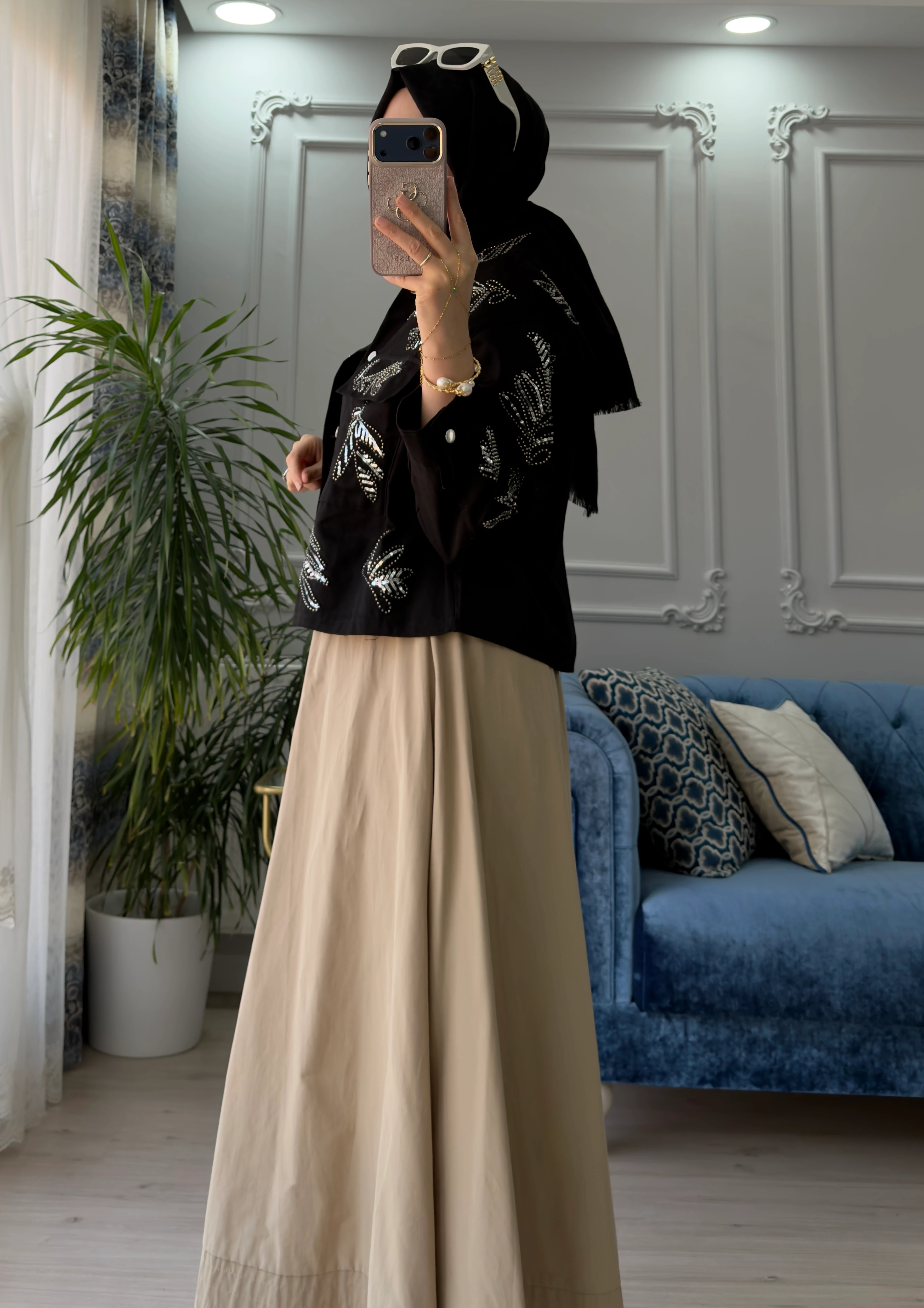 Pul İşlemeli Ceket Siyah