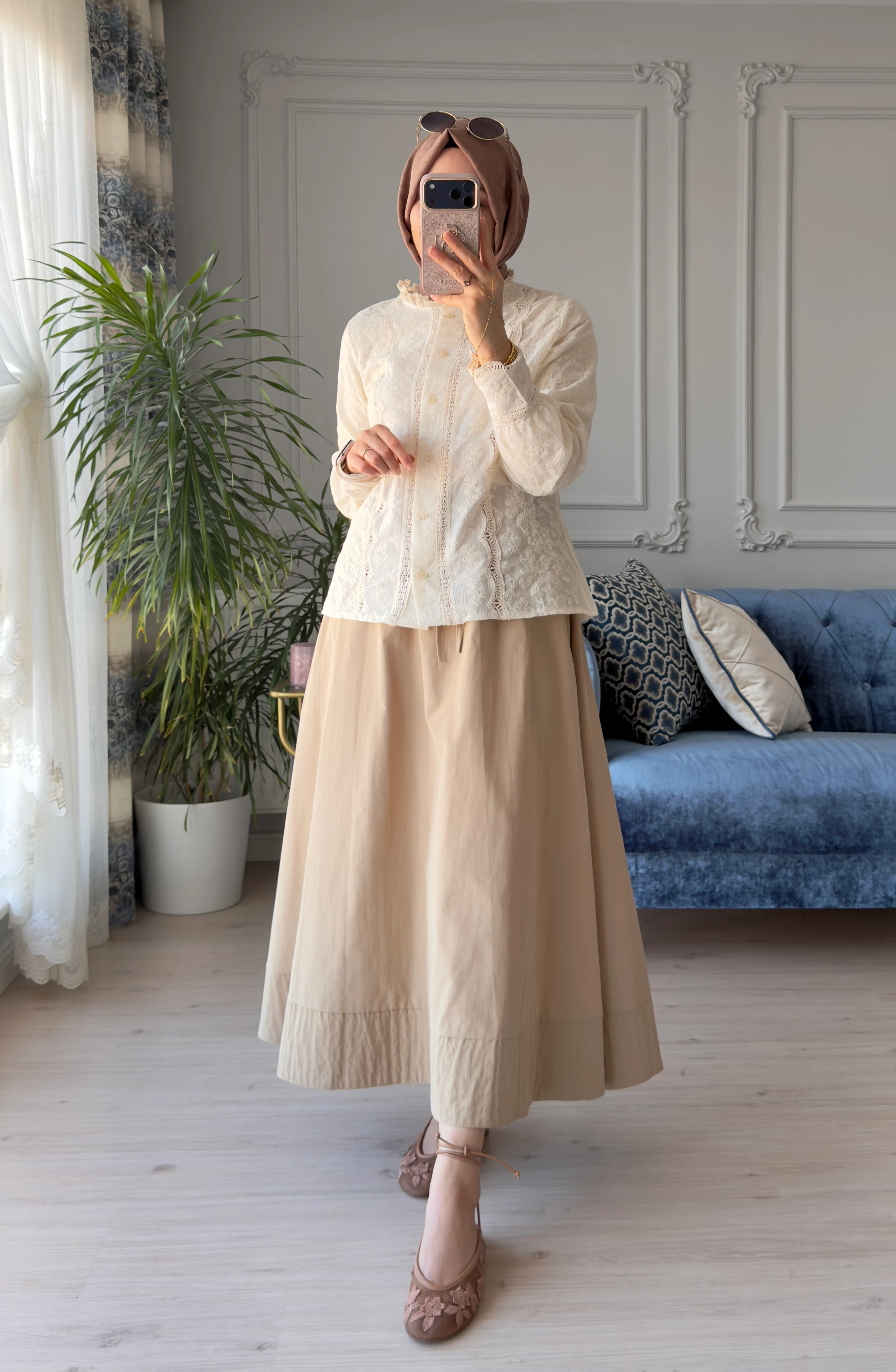 Fistolu Gömlek Krem