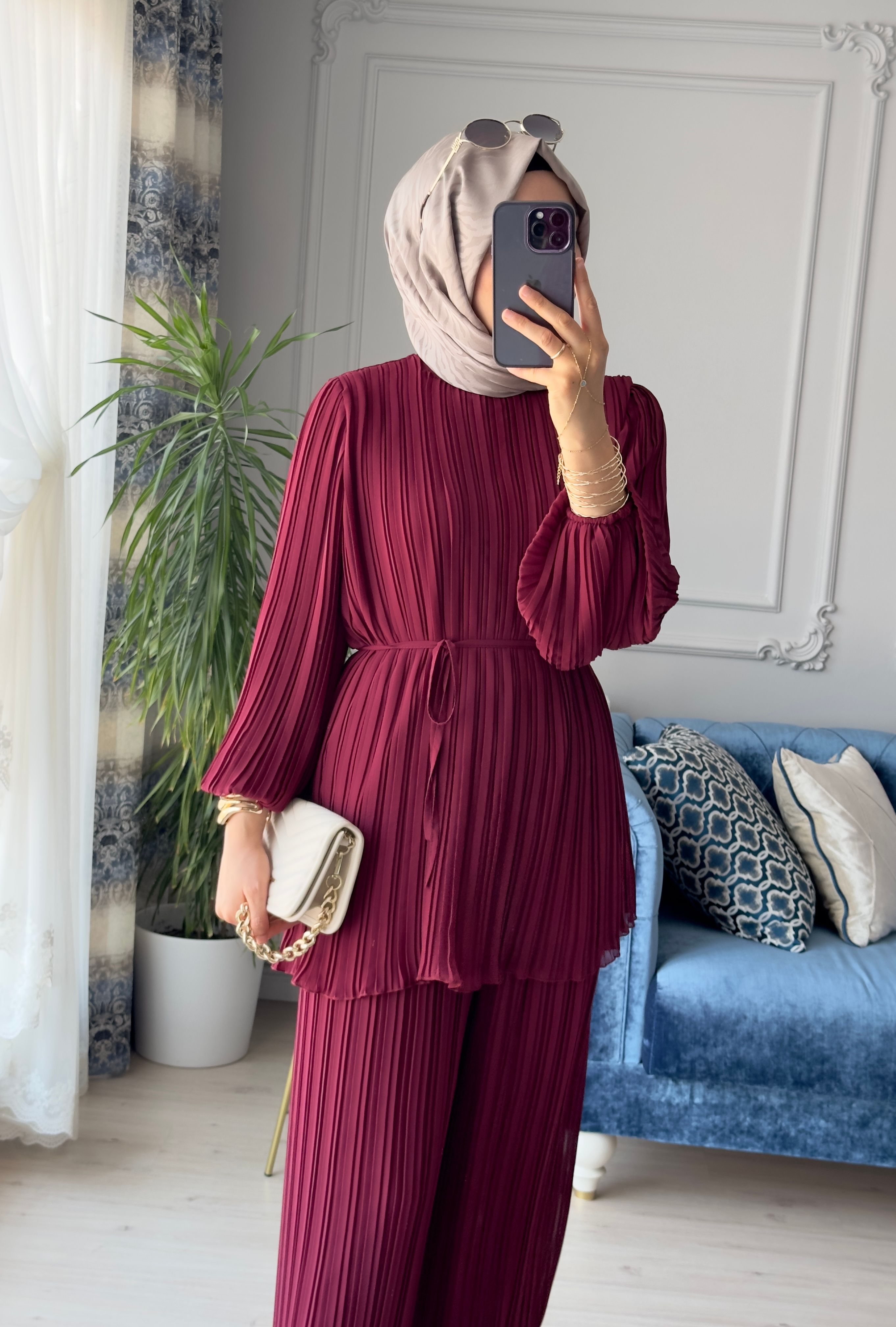 Peri Şifon Takım Bordo