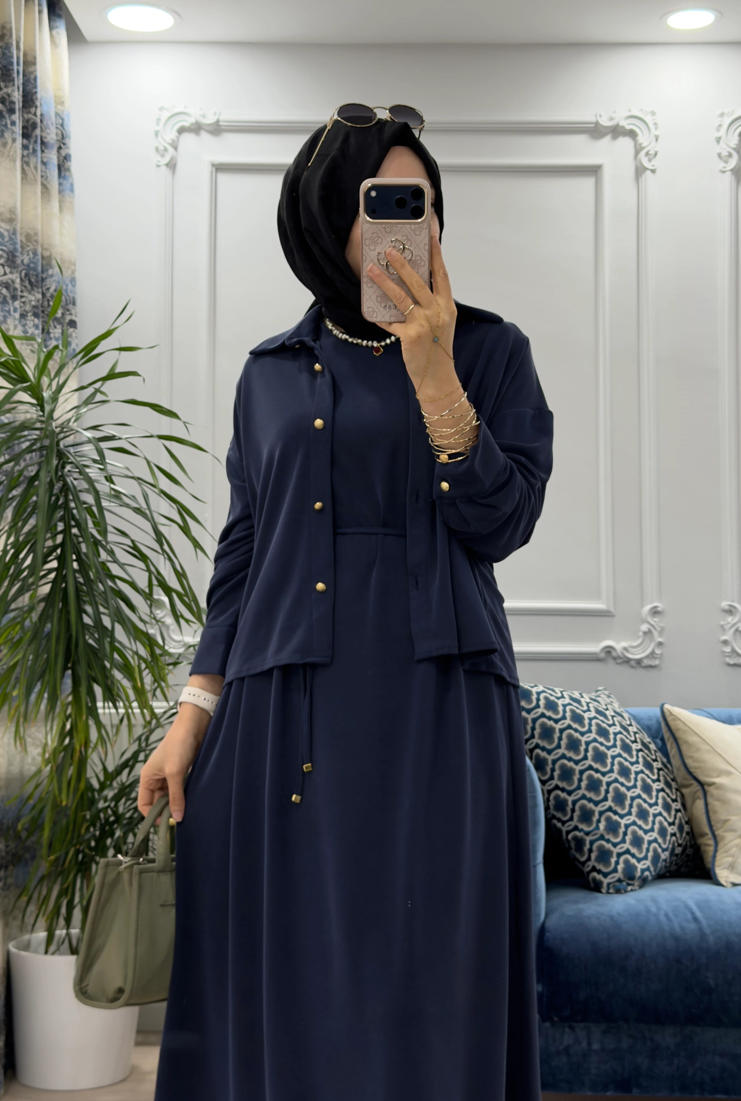 Petek Elbise Lacivert